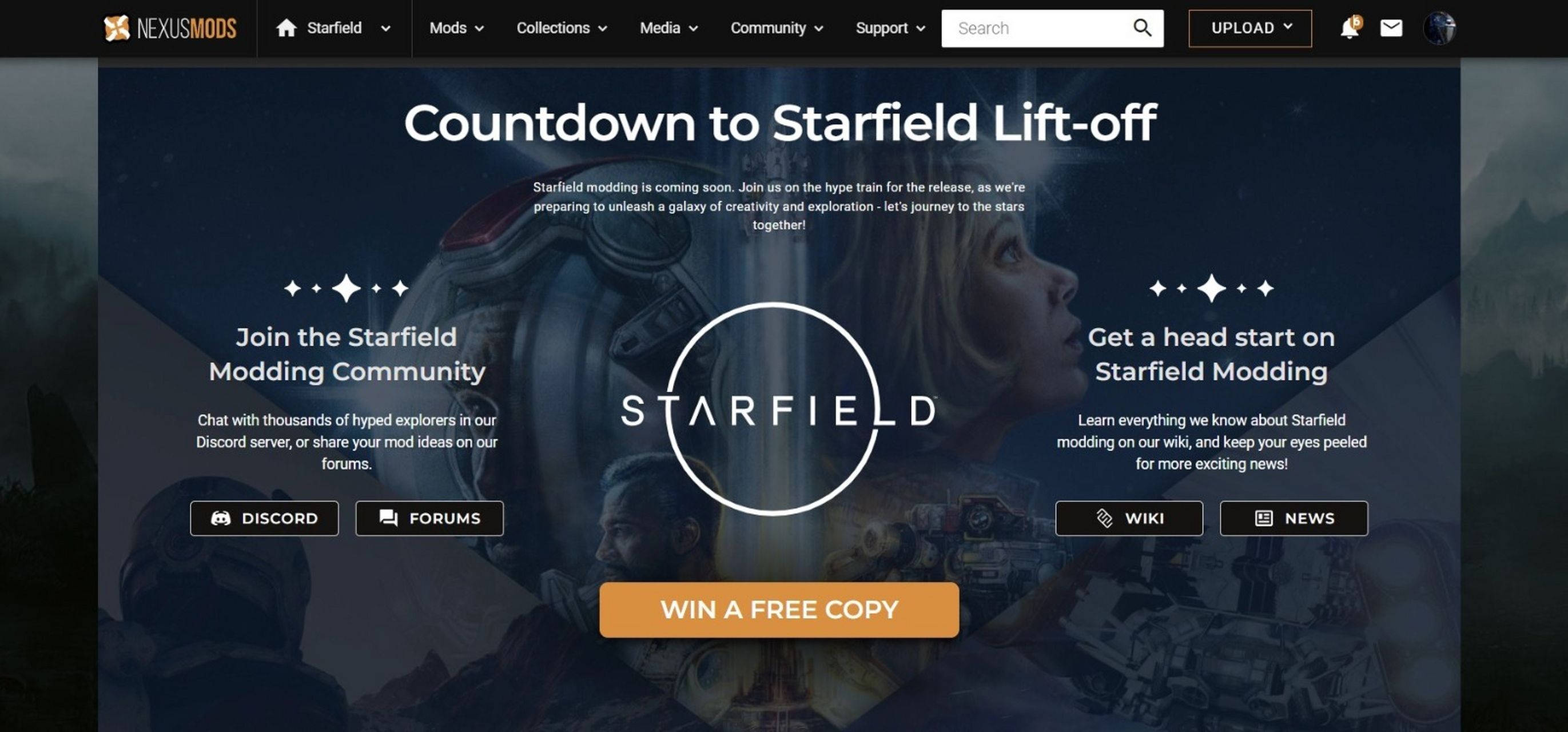 【知名mod网站上架《星空》页面】近日nexus mods网站上新增《星空》