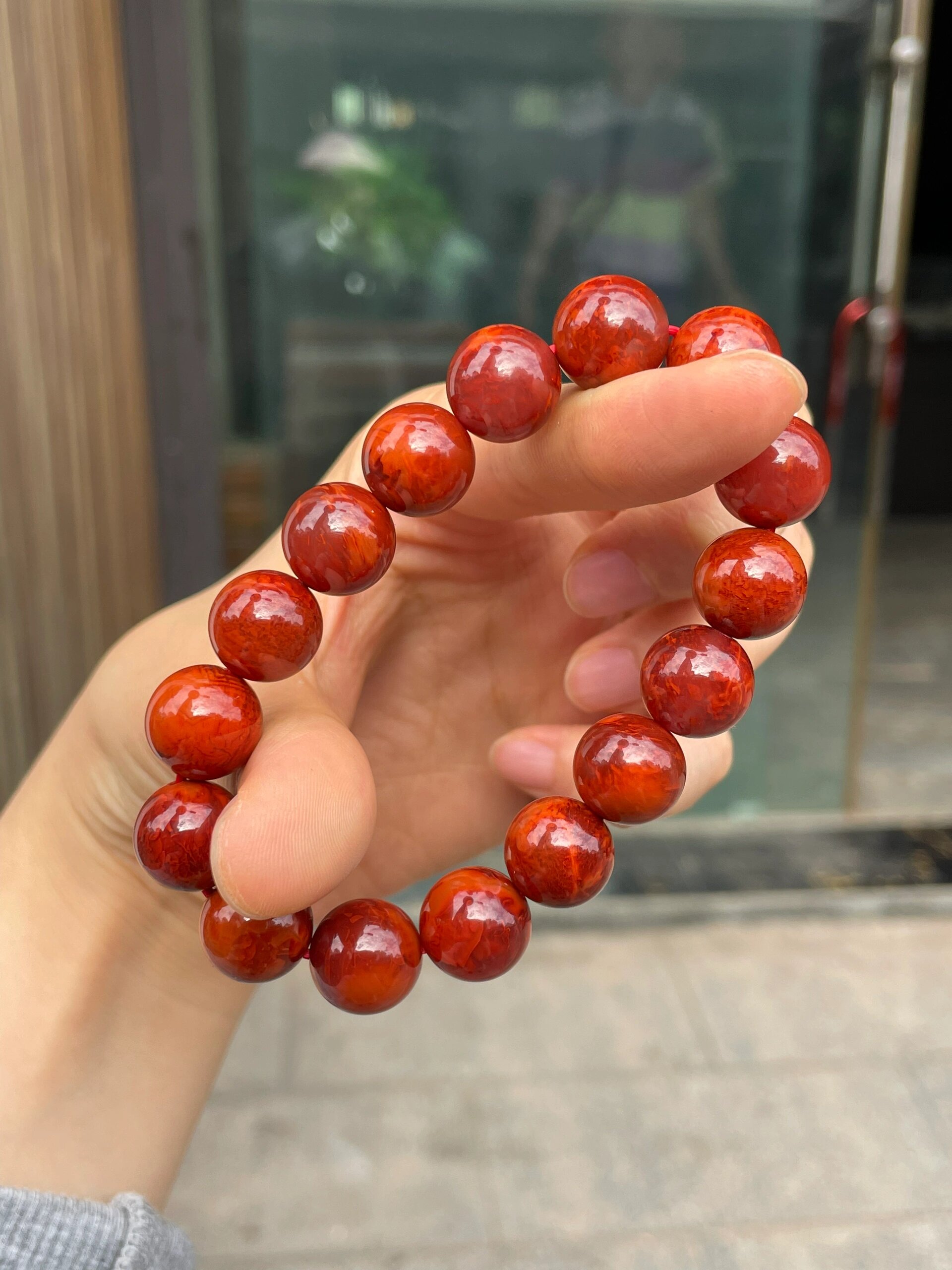 南红火焰纹手串7515