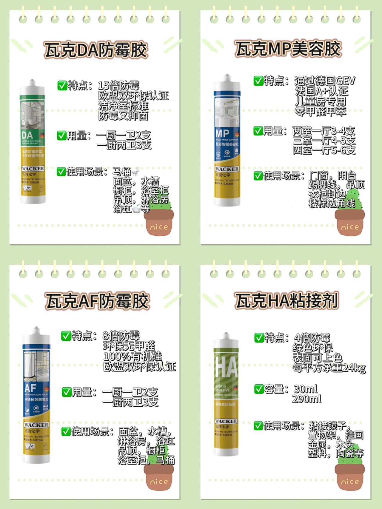 瓦克5款热门胶�详细介绍