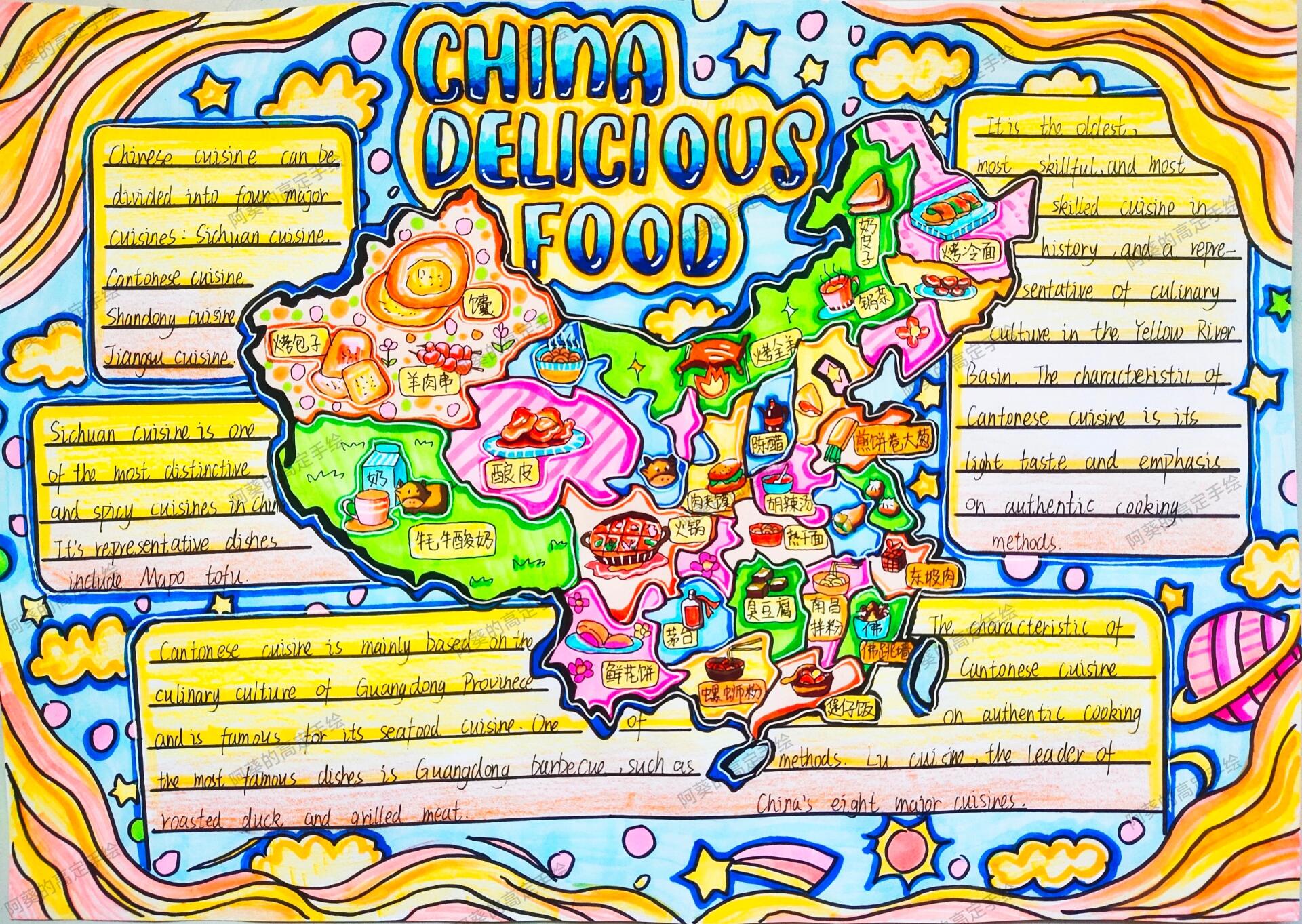 手绘中国美食地图英语手抄报.@老琳的奇思妙想的动态