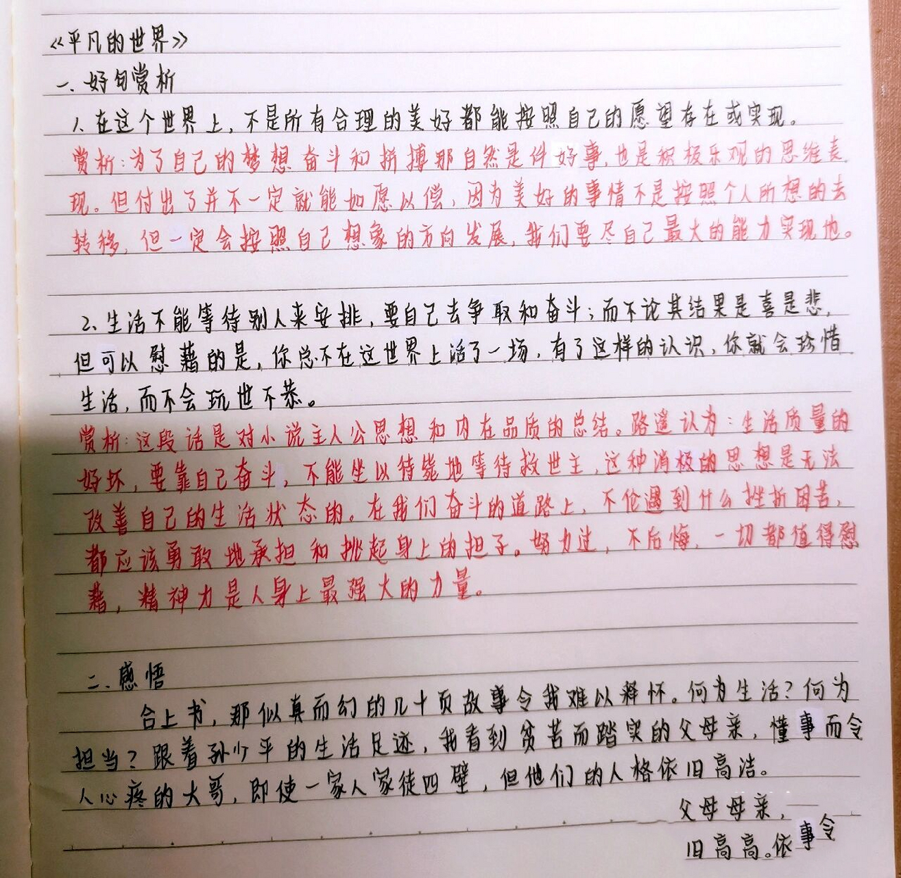 《平凡的世界》摘抄 赏析 感悟