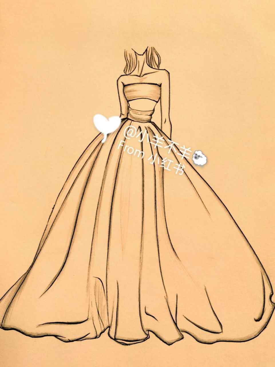 婚纱礼服画法图片