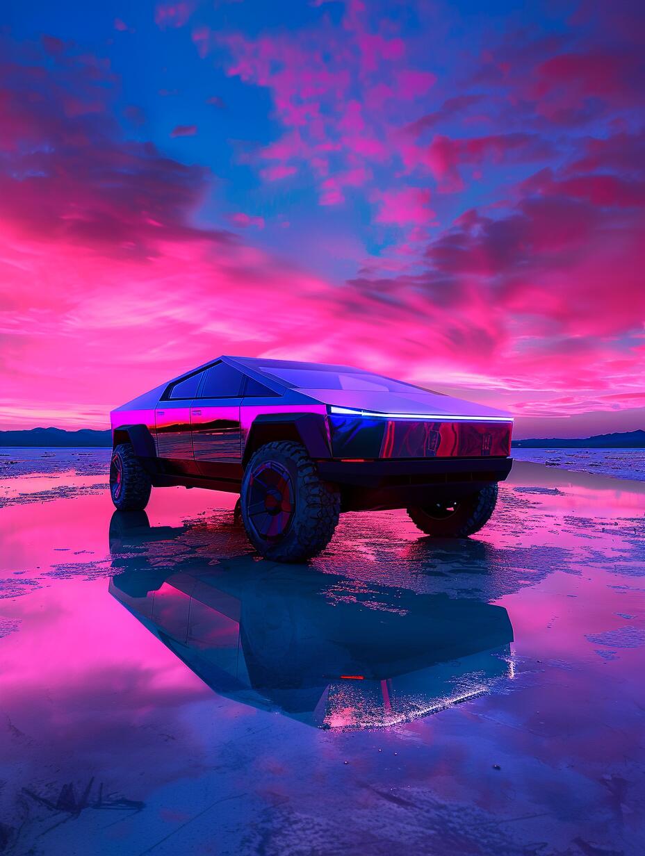 赛博朋克风格的特斯拉皮卡 很另类也很酷! 	 02020202