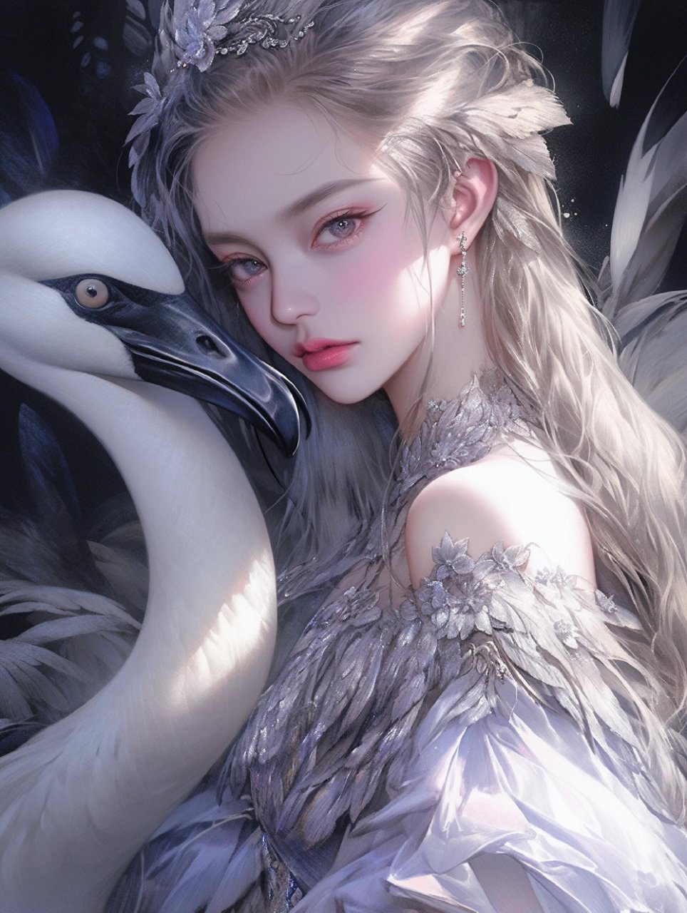 氛围感 | 有故事的天鹅女孩 7图头像壁纸 氛围感极强的灰紫色系天鹅