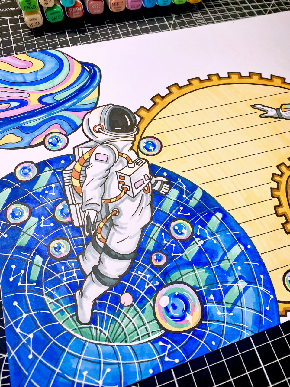 科技主题手抄报(高年级版) 科技强国梦,创新向未来线稿