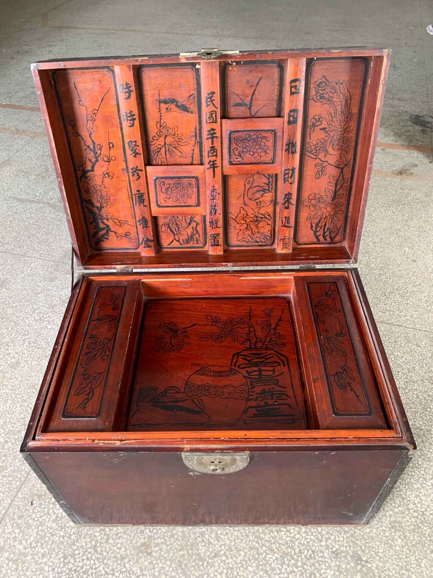 民国老樟木钱箱 老实木钱柜 百宝箱 聚宝箱