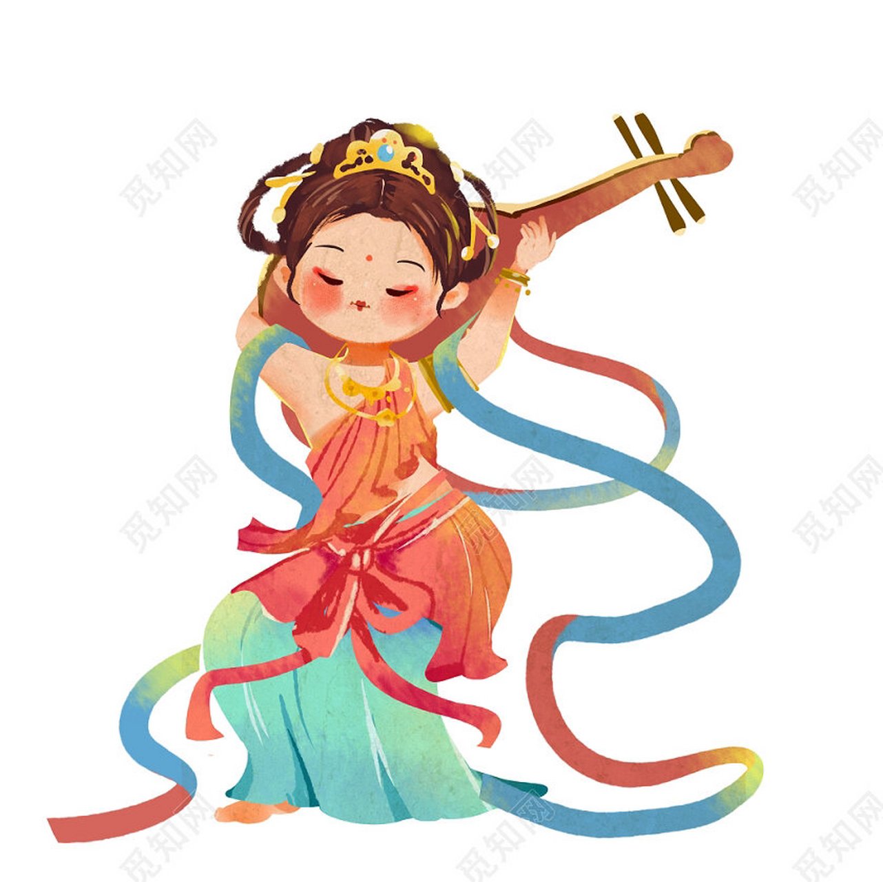 彩色手绘敦煌飞天美女元素 宝子们,敦煌飞天美女分享一波喽 彩色手绘