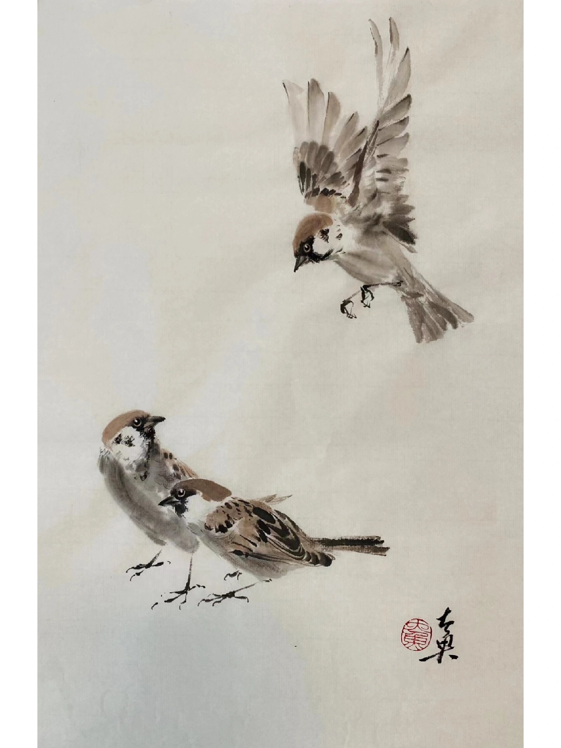 国画麻雀 安立鲲原创麻雀国画