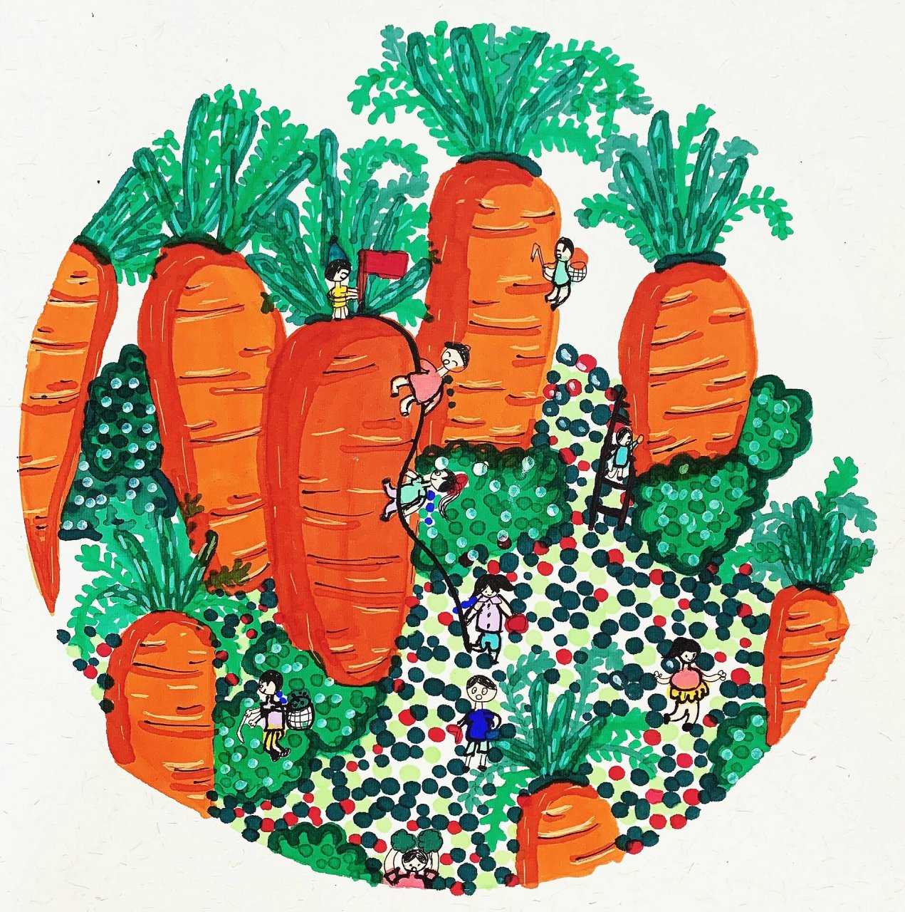 胡萝卜09小人国-创意美术 最近因为疫情宅家,画小人国太上瘾,太喜欢