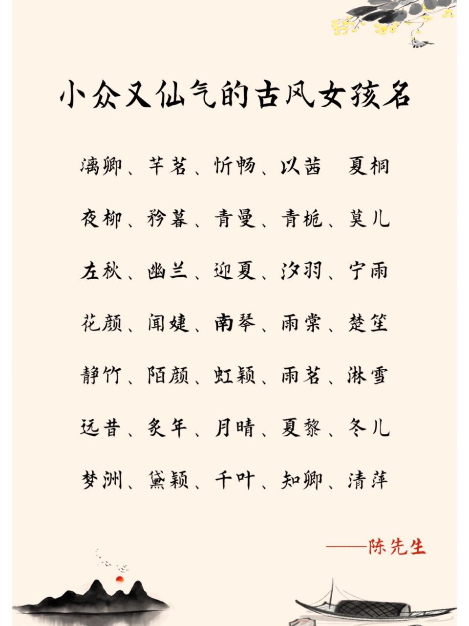 如下为小众又仙气的古风女孩名字,希望大家喜欢.