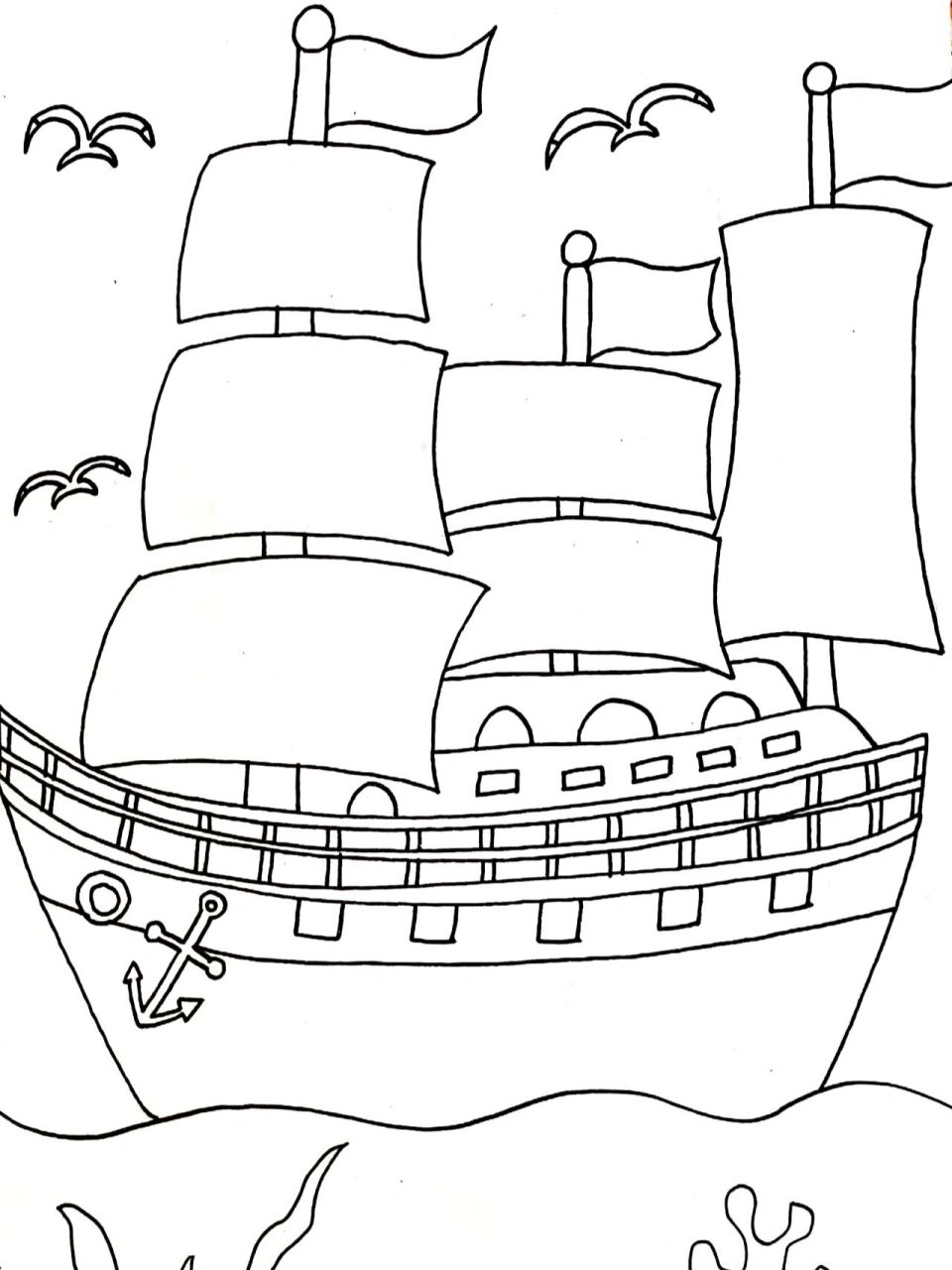 大海上的帆船 创意儿童画 简笔画 线描美术