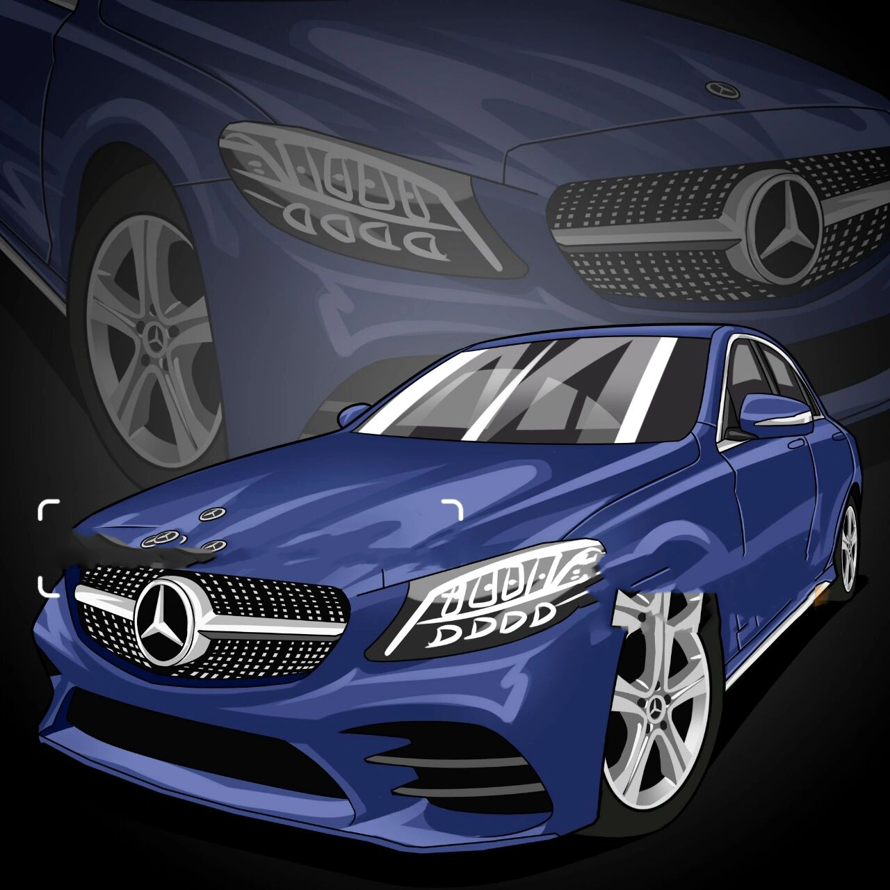 q版汽车手绘漫画|奔驰爱好者这里集合啦 你发照片我来画 专属汽车漫画