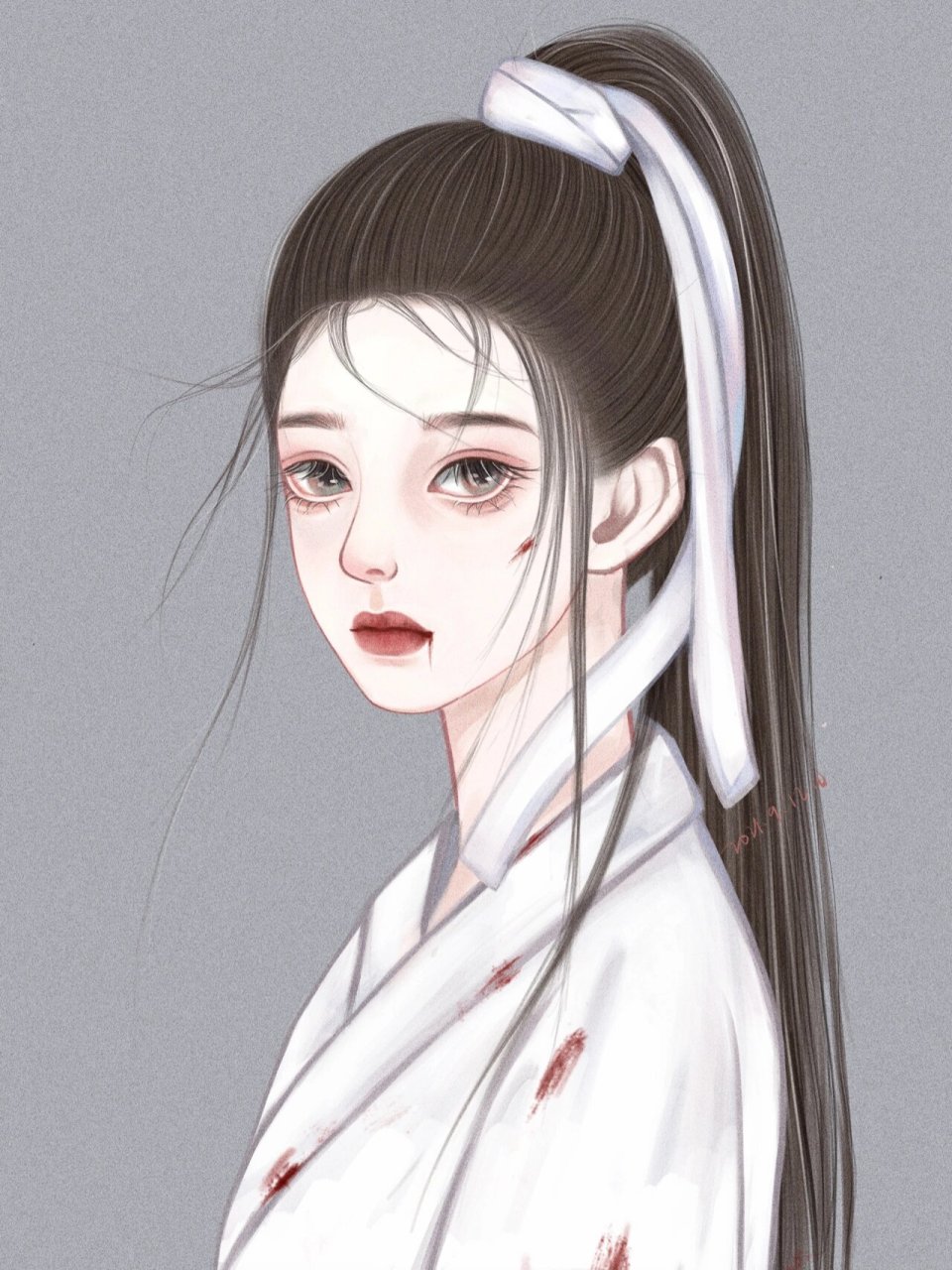 ipad手绘古风头像 | 受伤的白衣女子 笔刷基本是自带的