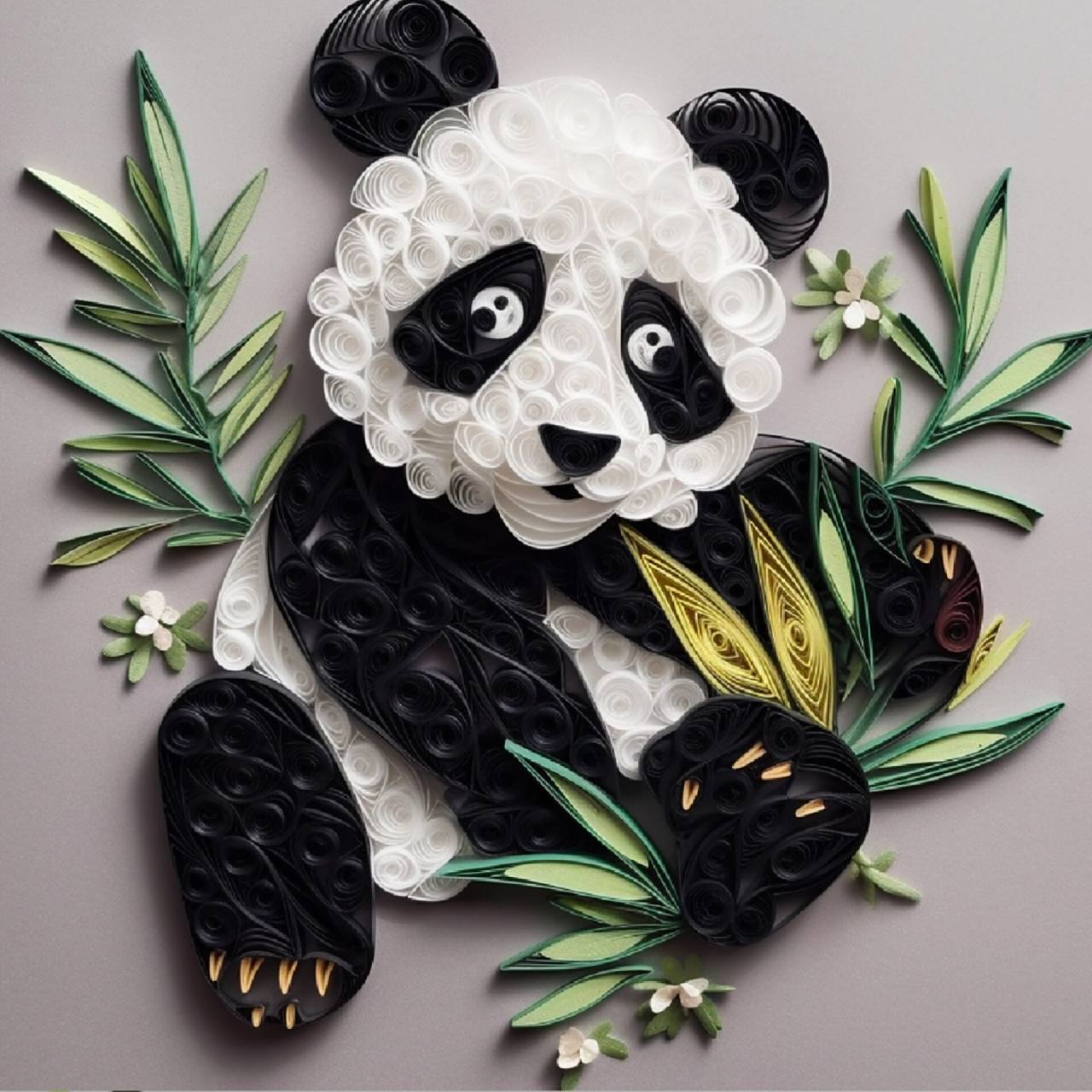 预祝丫丫回国一切顺利 国宝熊猫衍纸手工