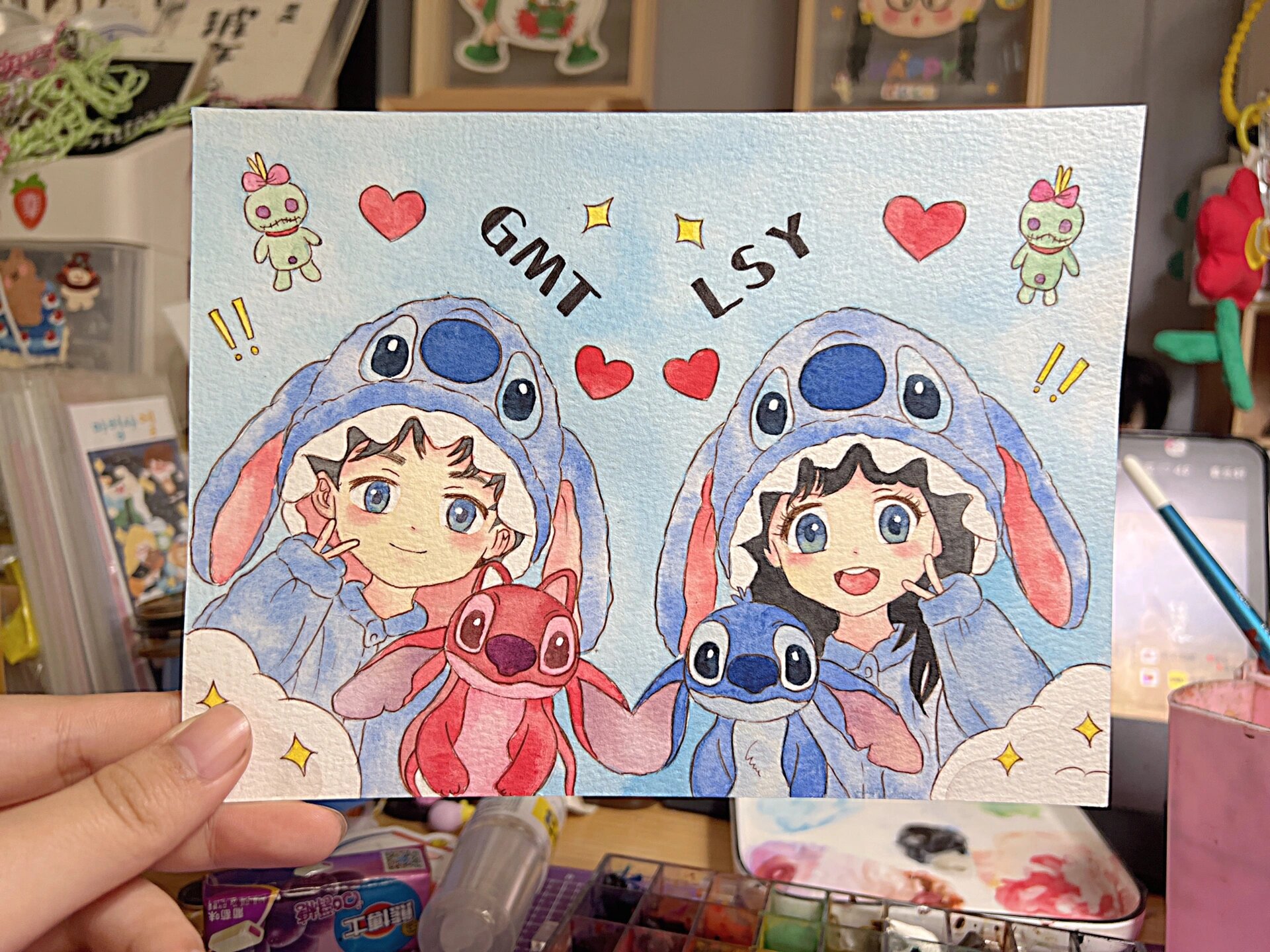 史迪仔主题人物水彩手绘