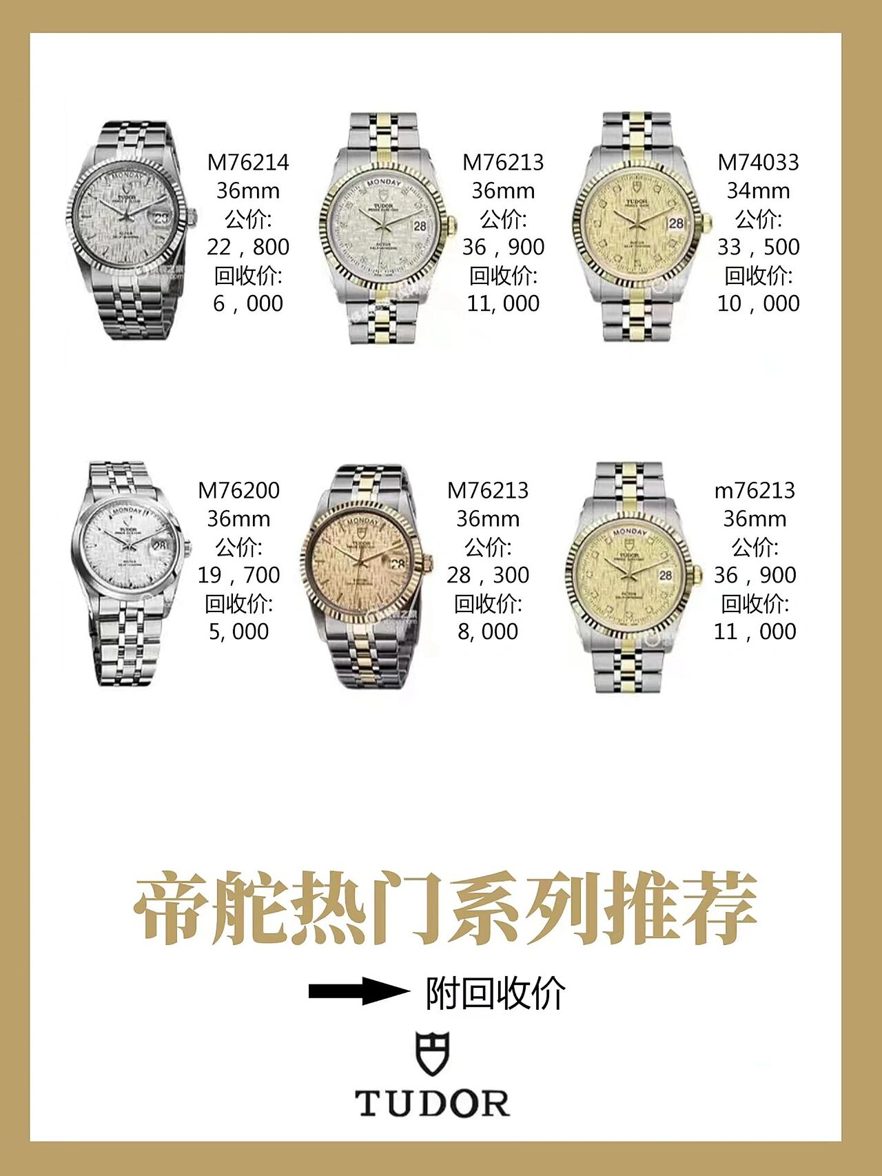 帝舵的每一个系列表的名宇都与王室有关.由王子系列,公主系列,王.