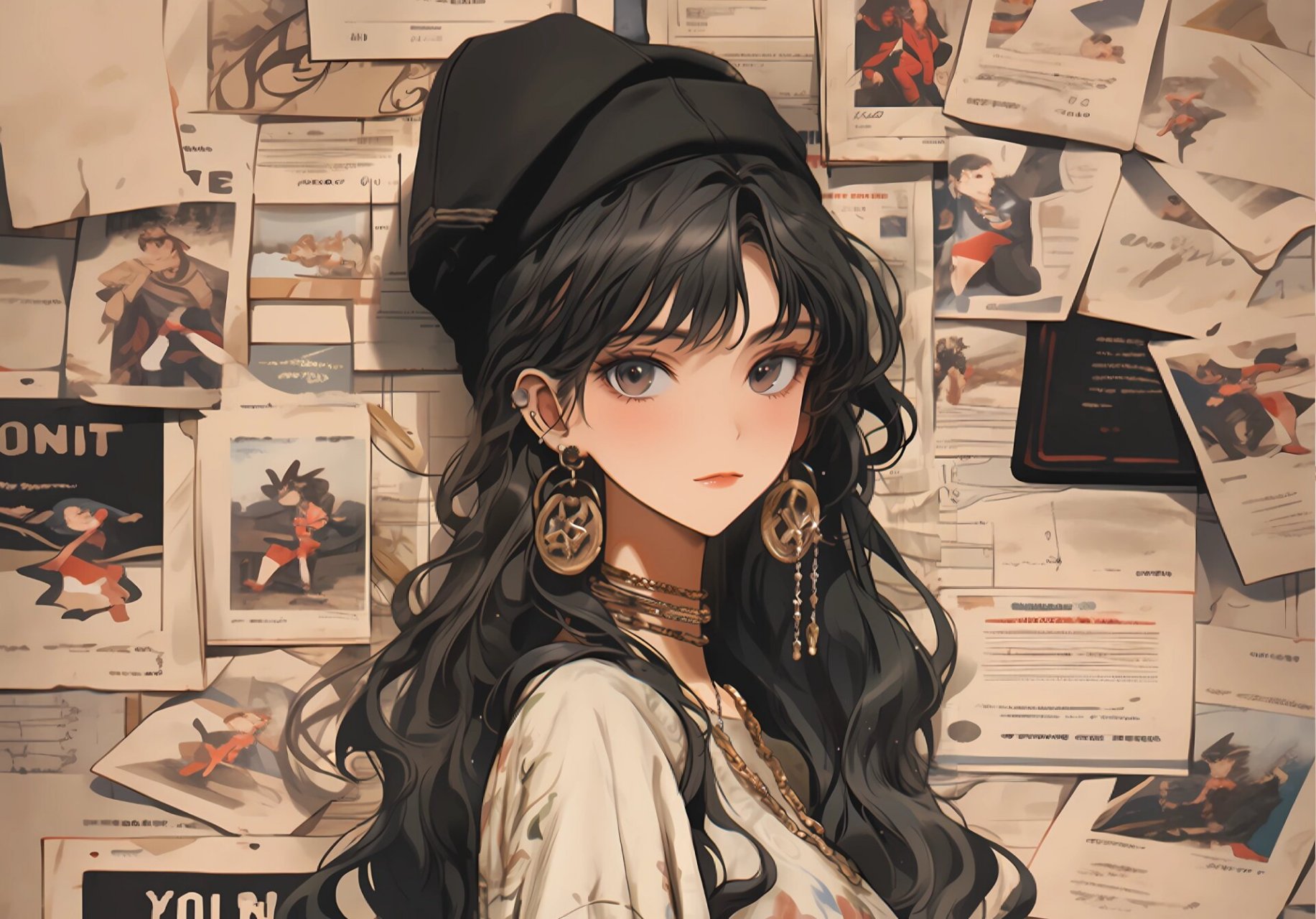 电脑壁纸|复古港风|时尚少女 三联7715取图