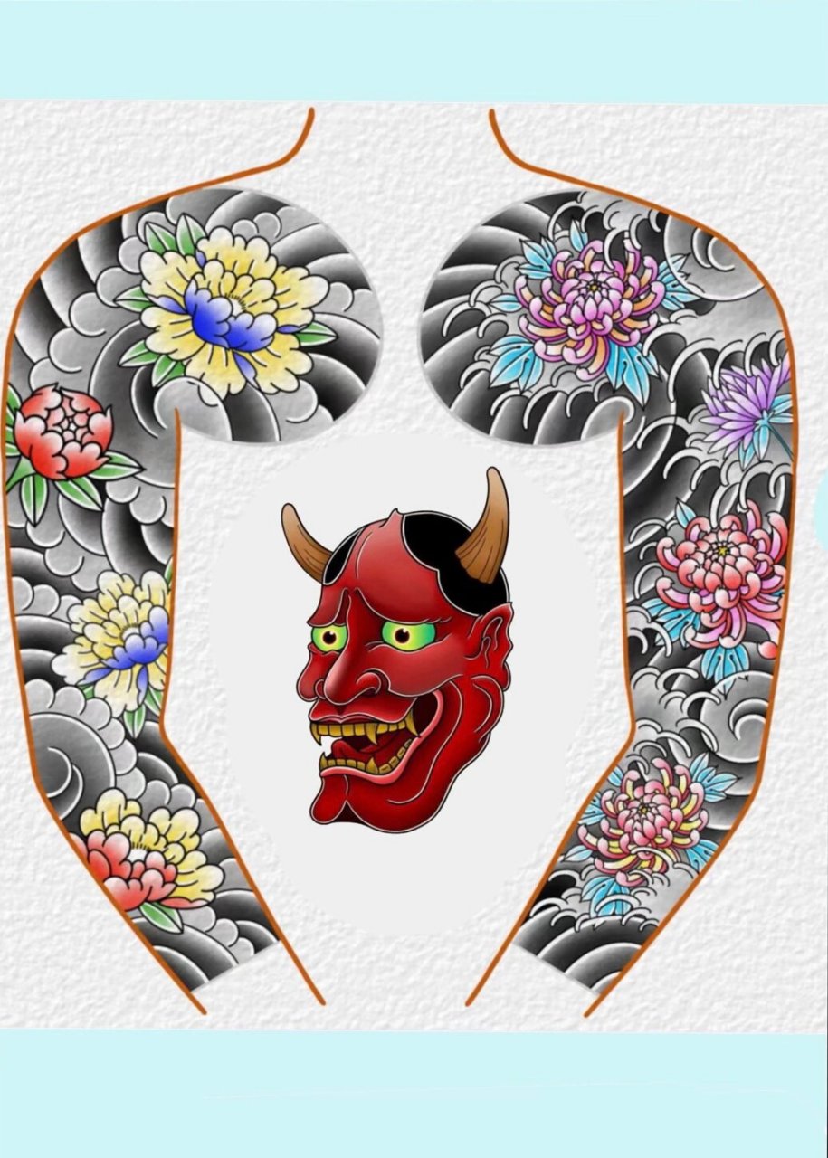 双半甲花臂纹身手稿 双半甲花臂纹身手稿