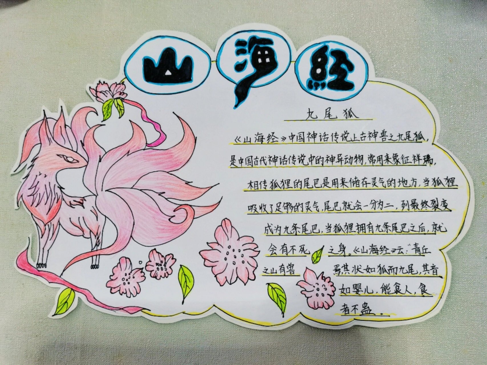 读书卡制作 《山海经》之九尾狐篇