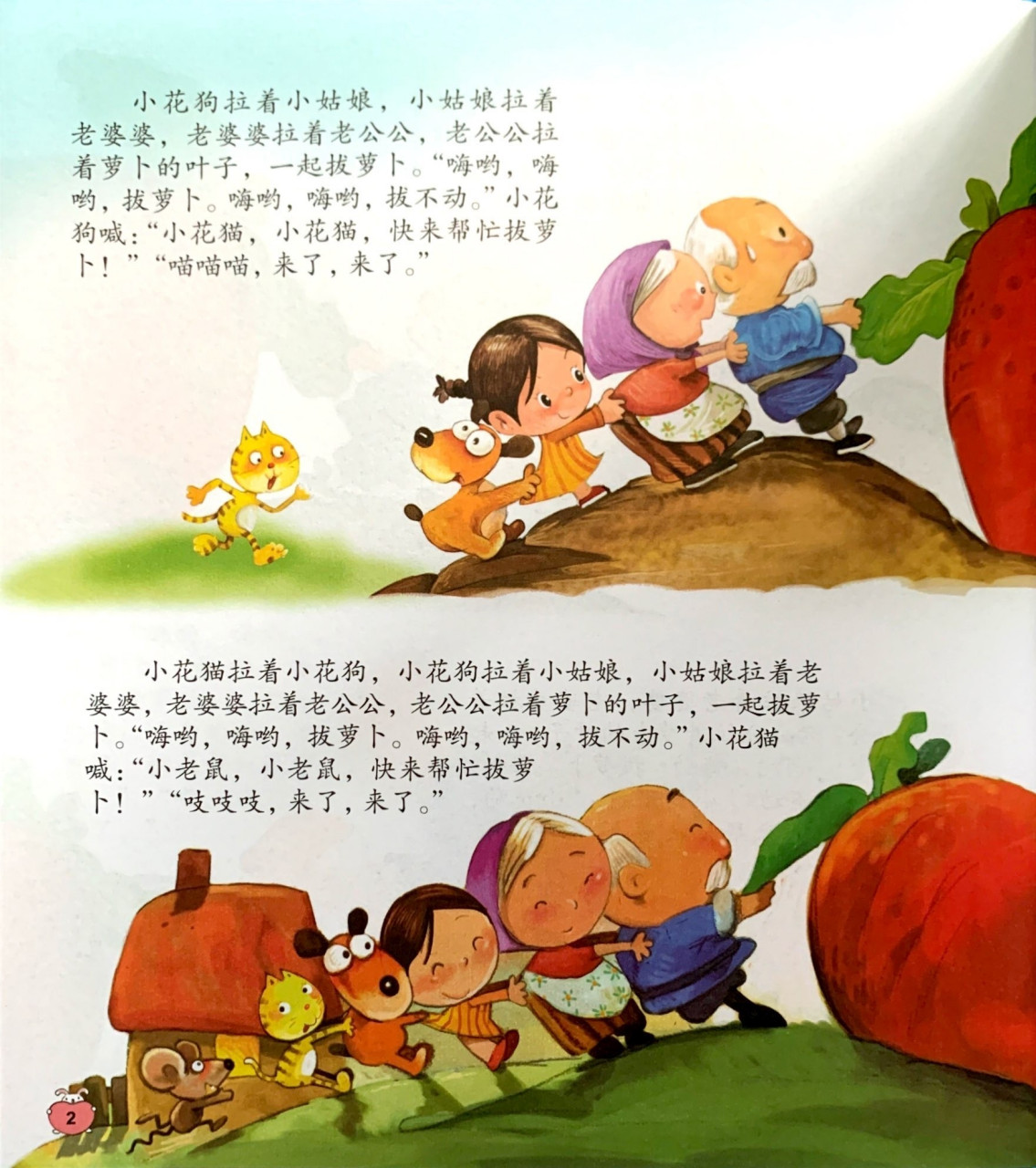 《拔萝卜》故事·绘本 绘本故事:《拔萝卜》 故事角色:老爷爷,老奶奶