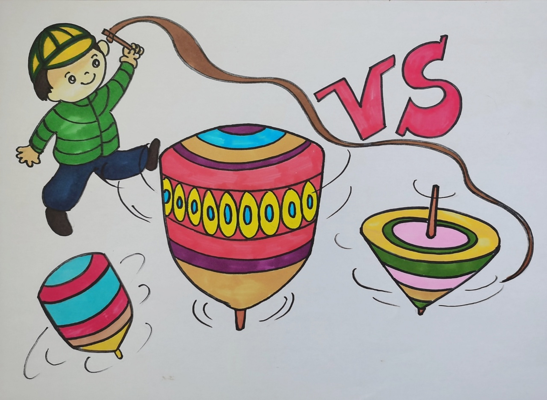 陀螺/简笔画 带娃画只陀螺