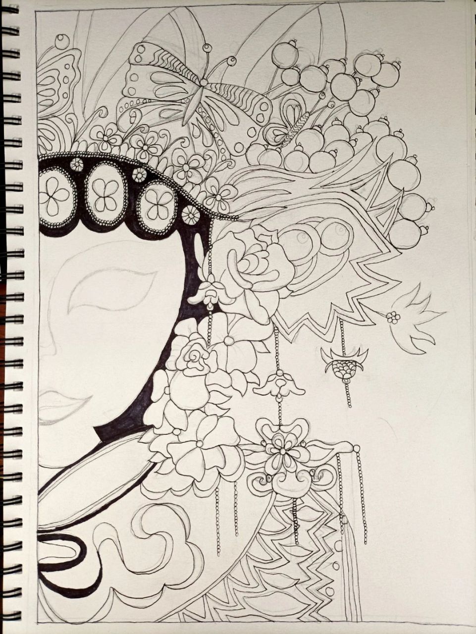 京剧花旦脸谱黑白