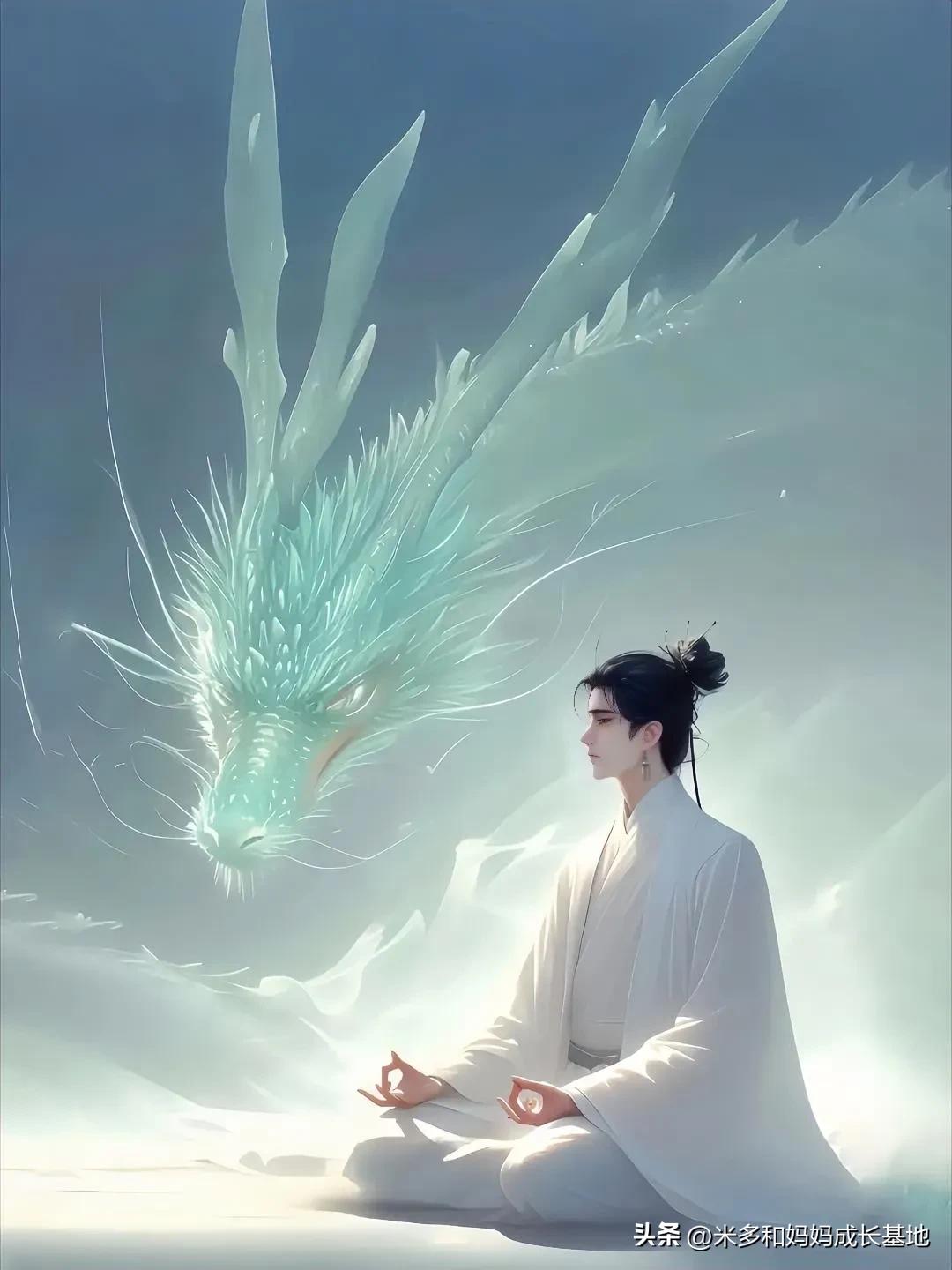 看这道士,静如止水,坐忘尘世. 青龙盘亘,鳞光熠熠,与他心神相契