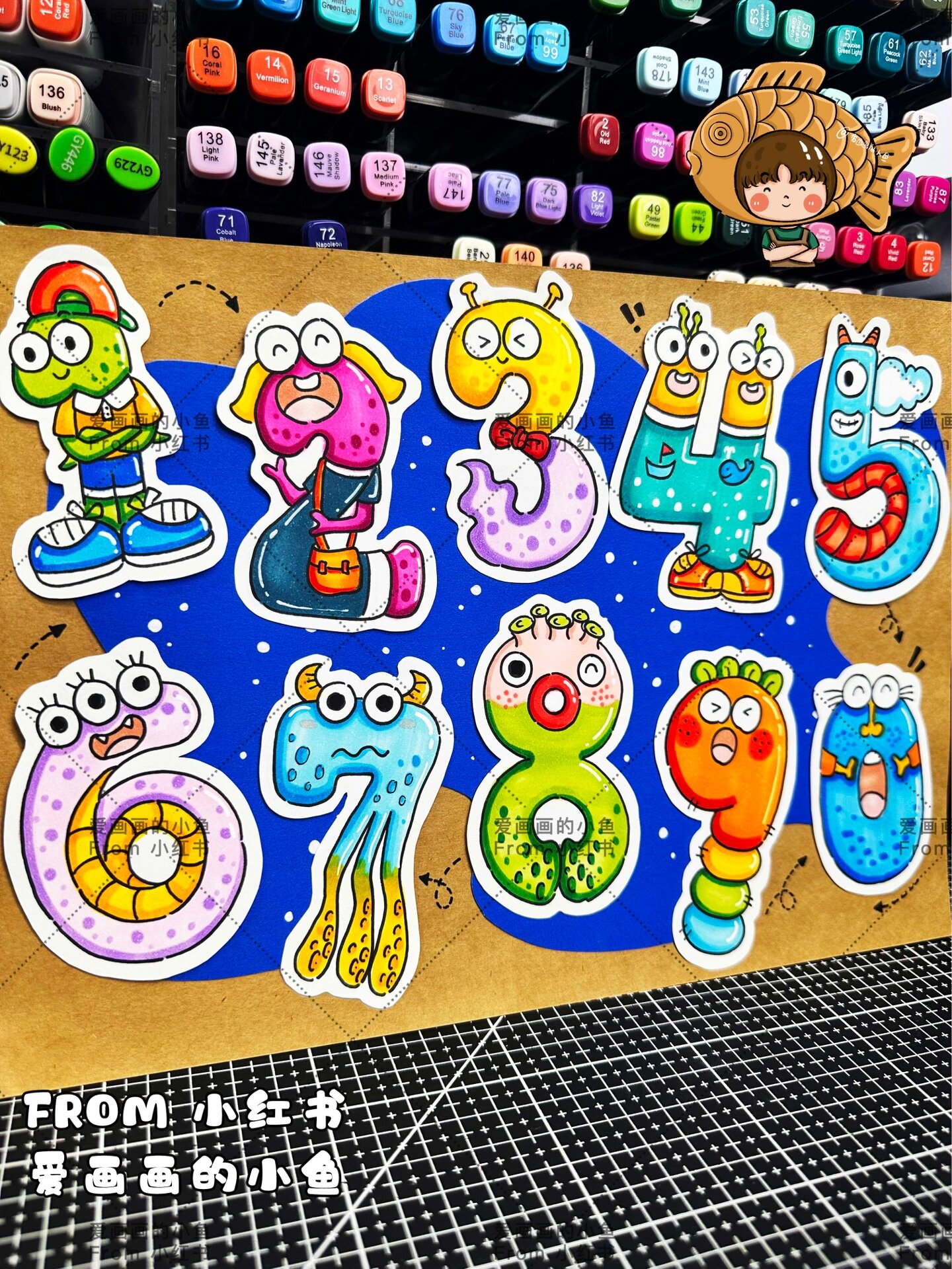 【创意数字立体小报】1-10数字创意画97线稿