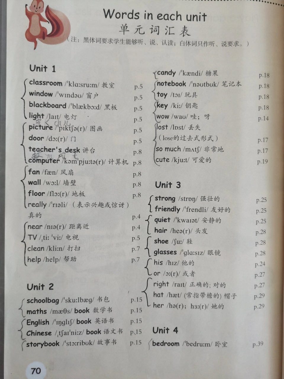 四年级上册英语书单词表