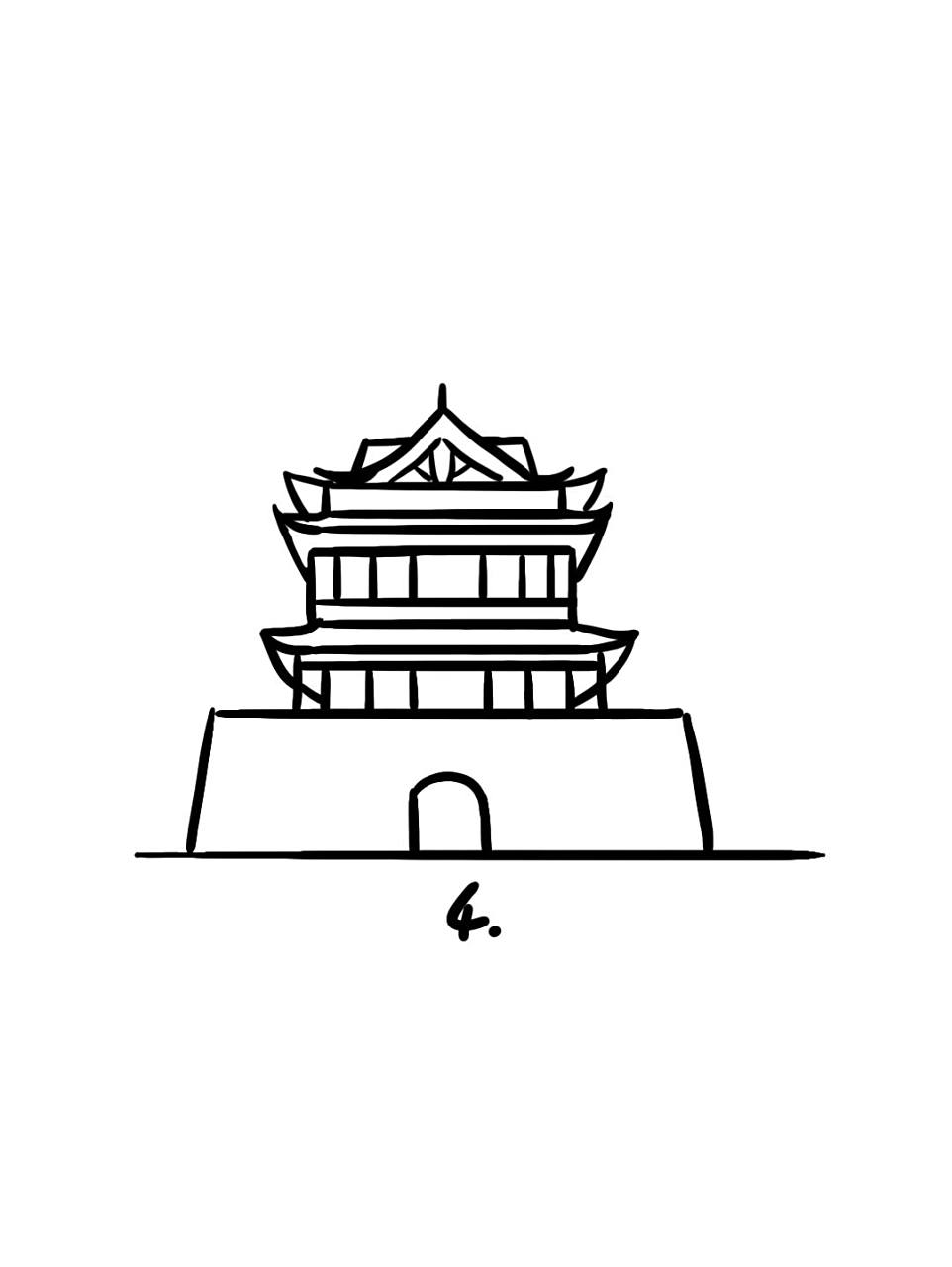 地标建筑简笔画教程34 地标建筑33-平阳鼓楼,平阳鼓楼又名大中楼