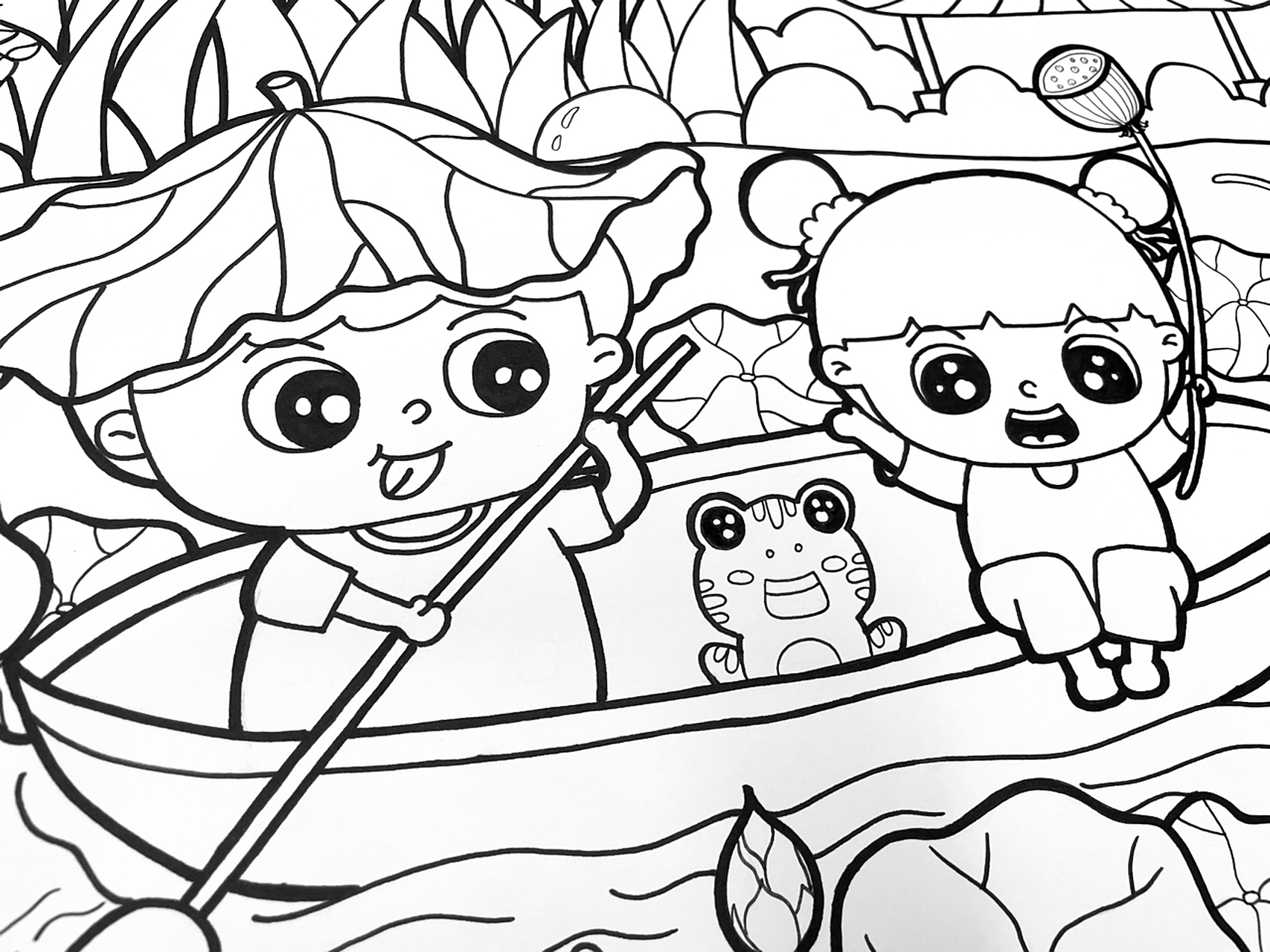 99适用于《夏天趣事》《采莲》《荷塘》等主题儿童简笔画 夏天景物