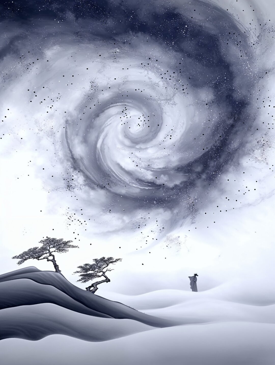 画#  #山水#  #星月夜#  #绘本#  #自然风光分享#  #ai绘画#  #水墨