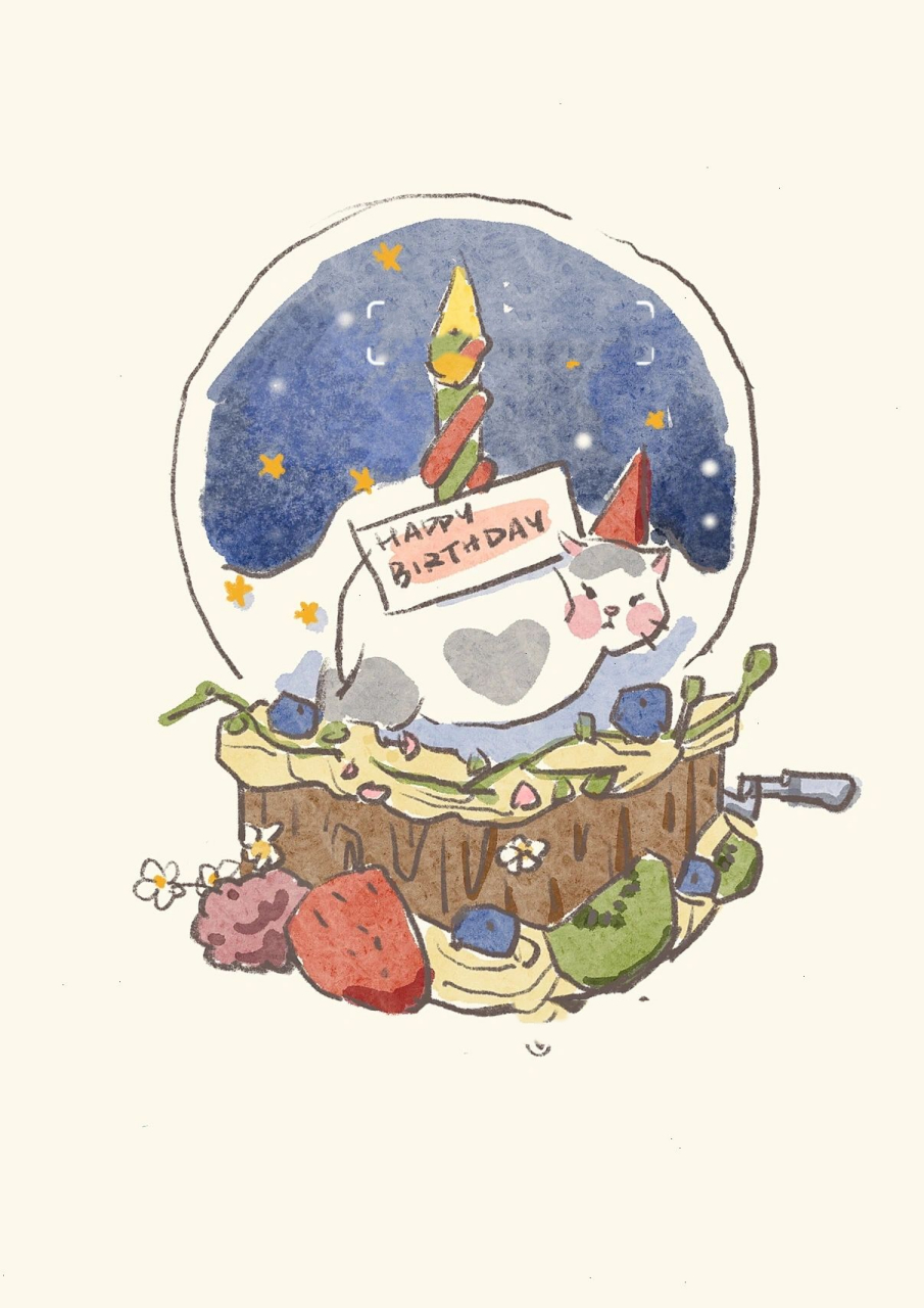 简笔画|原创生日贺卡no.