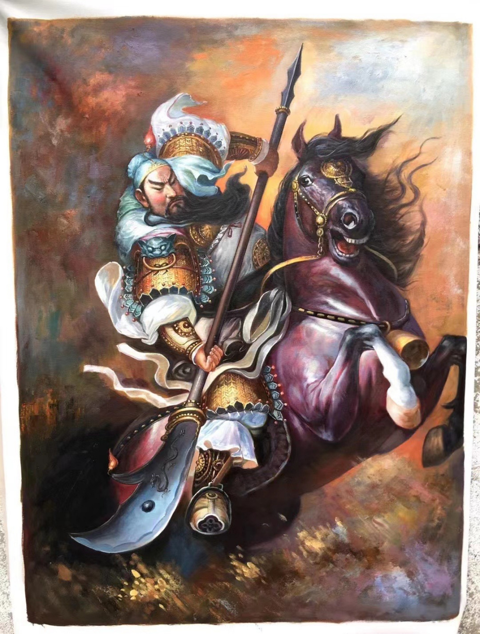 手绘油画(关羽)90-120cm
