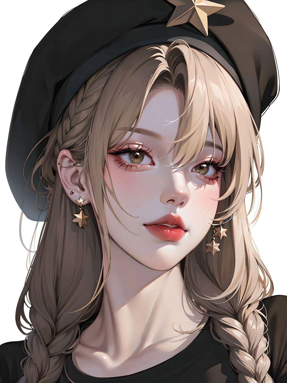 金发黑帽少女头像 | 高冷氛围感