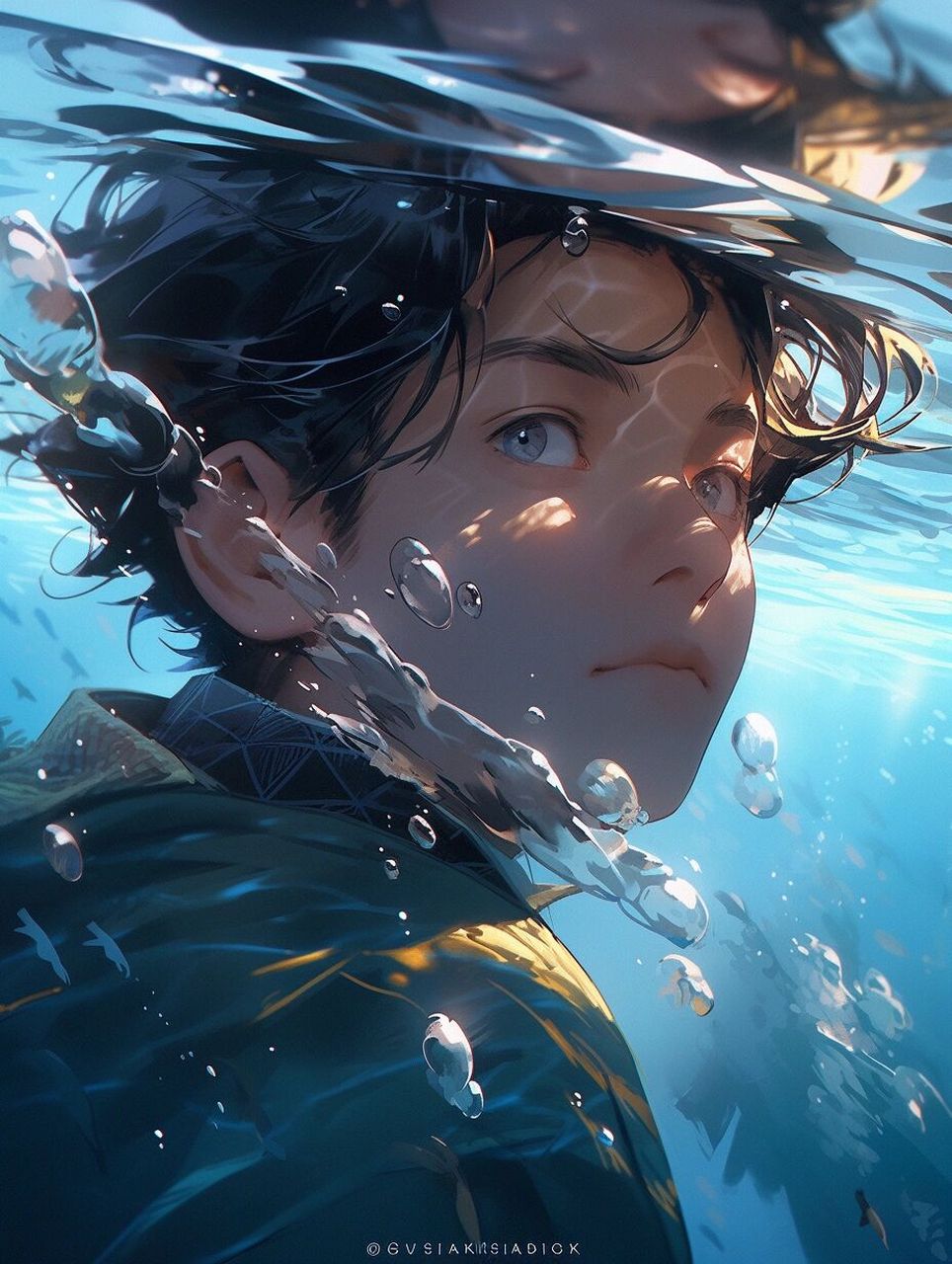 【midjourney】ai绘画 水下男孩 关键词分享 (点赞关注私信拿图哦~)