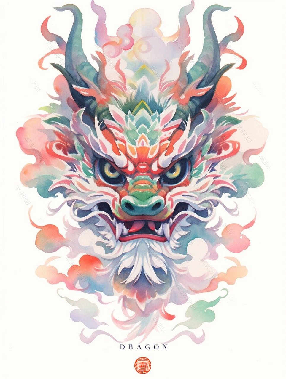 国潮|中国龙/龙头/龙首素材插画