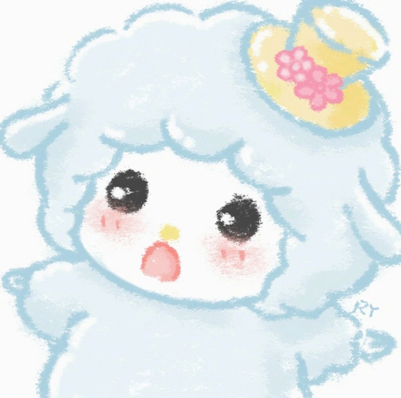 三丽鸥小羊piano情头 宝贝们一直要的piano情头 画了只蓝色小羊 想用