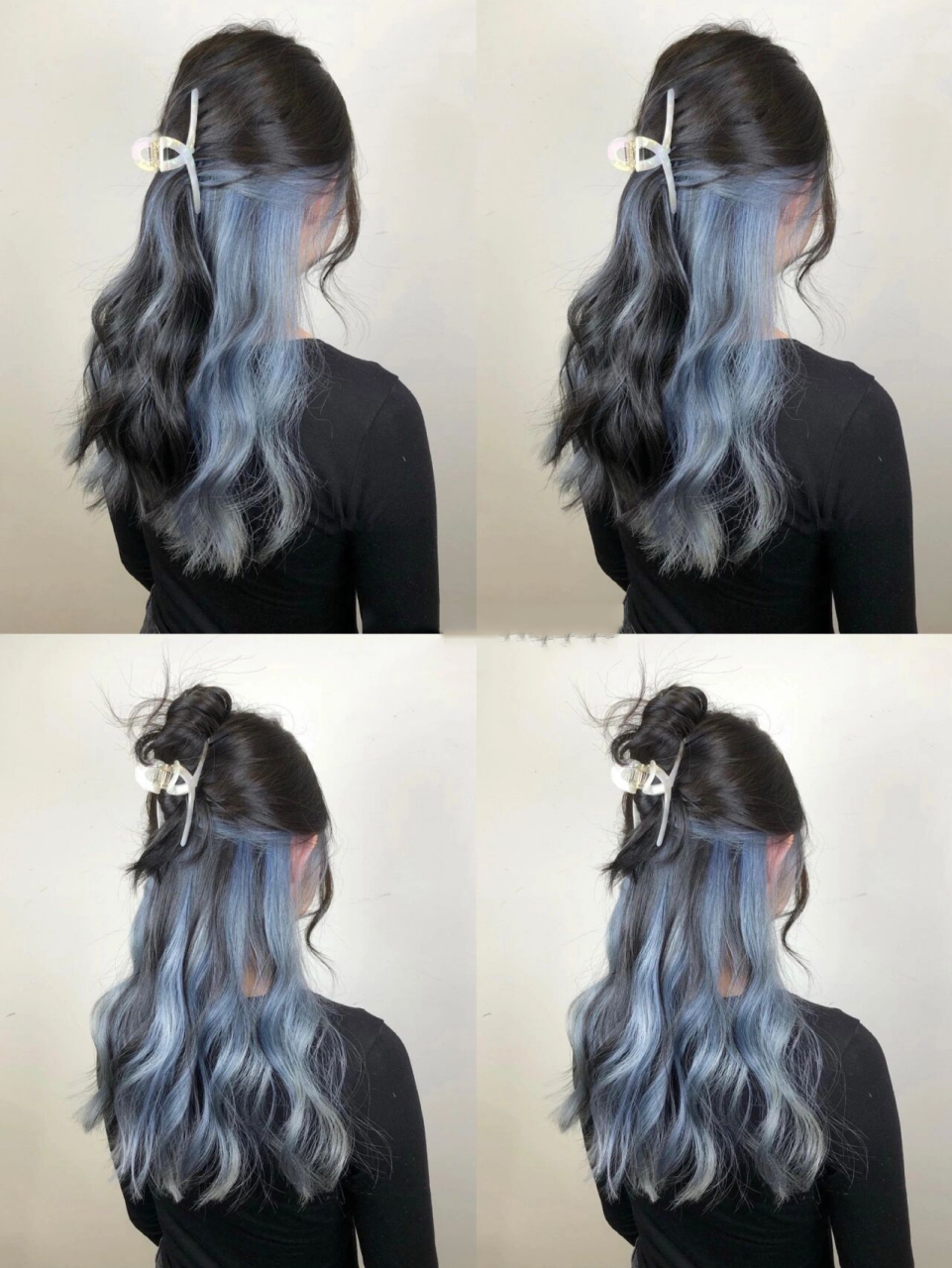 蓝灰色挂耳染,反复让我欣赏几万遍,太爱了      发色:黑灰色搭配雾霾