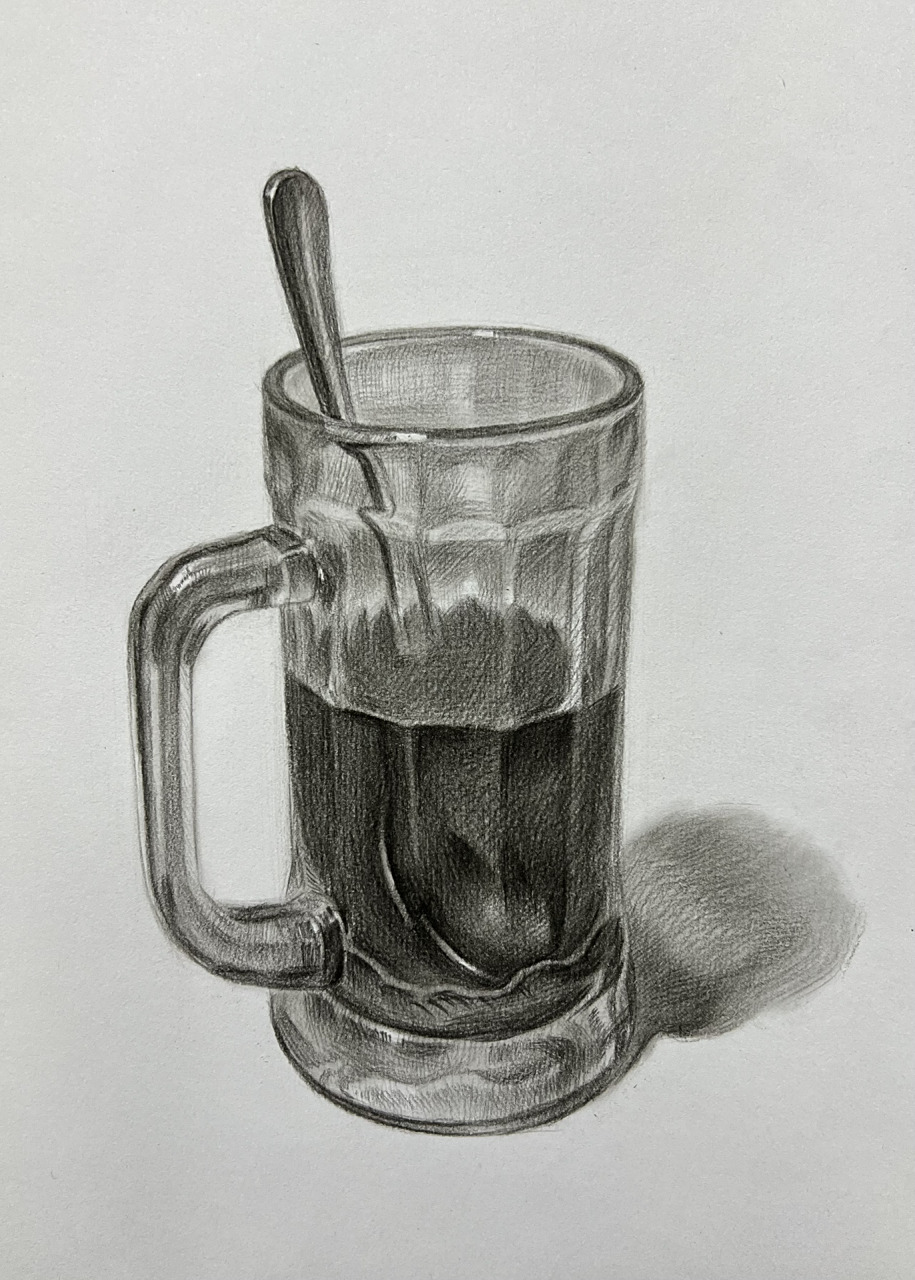 玻璃杯素描步骤
