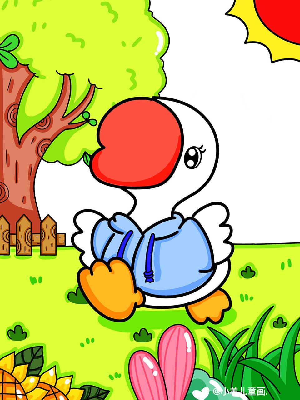 可爱的大鹅06儿童创意画 卡通画 #简笔画教程# #儿童创意画# #创意