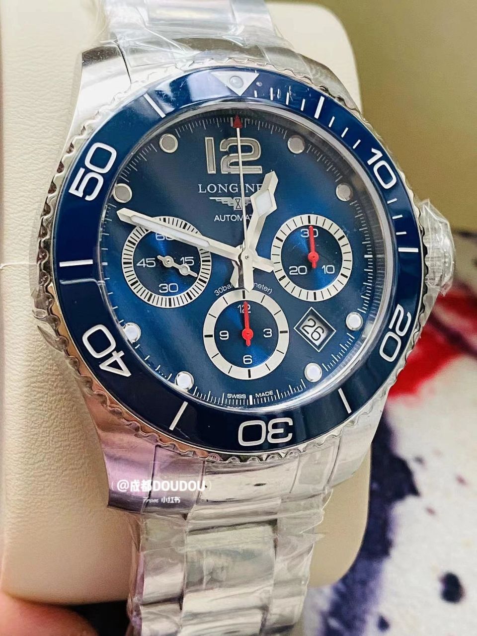 浪琴康卡斯三眼计时 浪琴运动系列,康卡斯计时,型号l3.883.4.96.