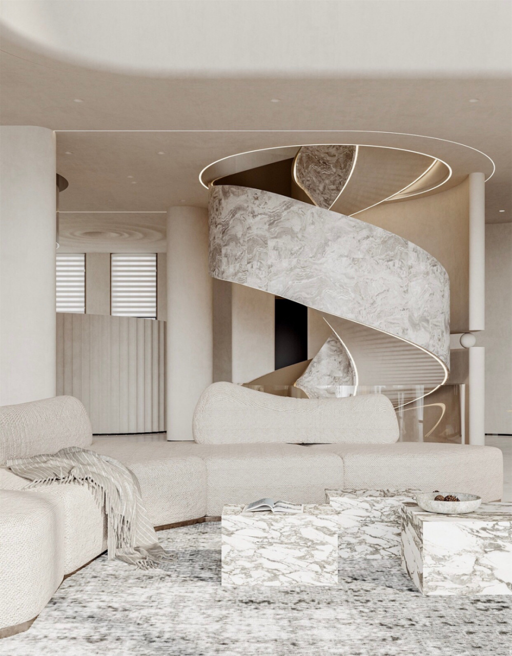 07新作 | 奶油现代极简,婀娜多姿的旋转楼梯 049969♀15