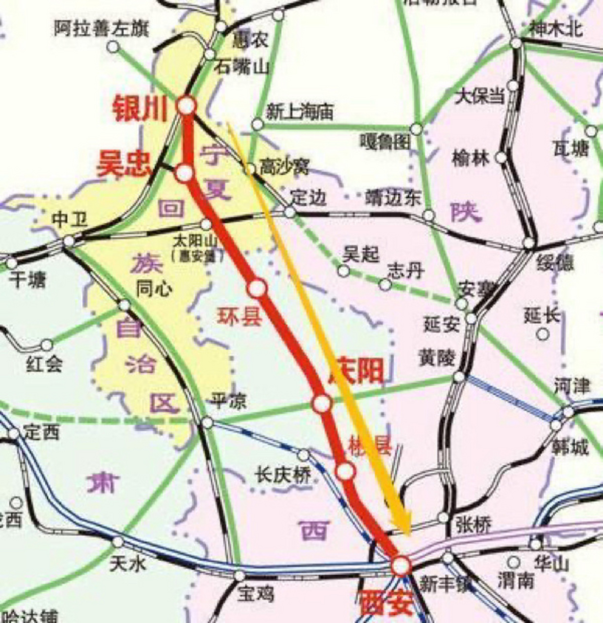 西银高铁,是一条连接陕西省西安市与宁夏回族自治区吴忠市的高速铁路