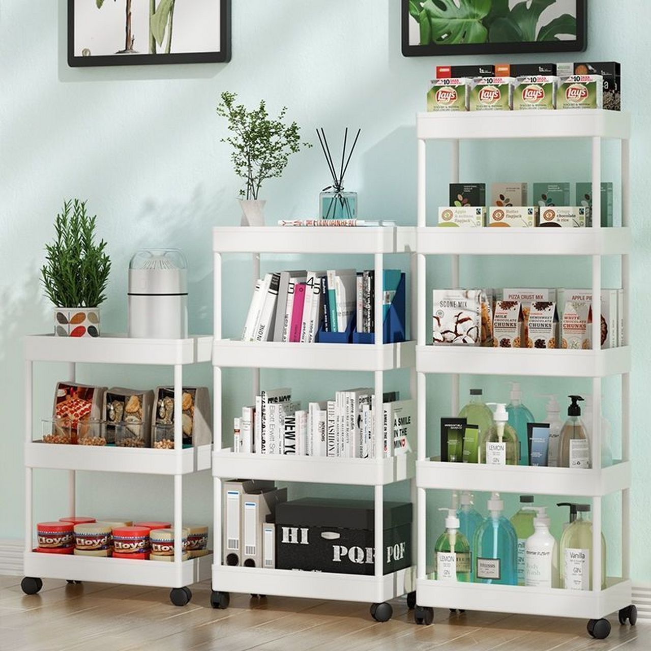 9】小推车小货架家用厨房置物架    多功能多层可旋转落地水果蔬菜