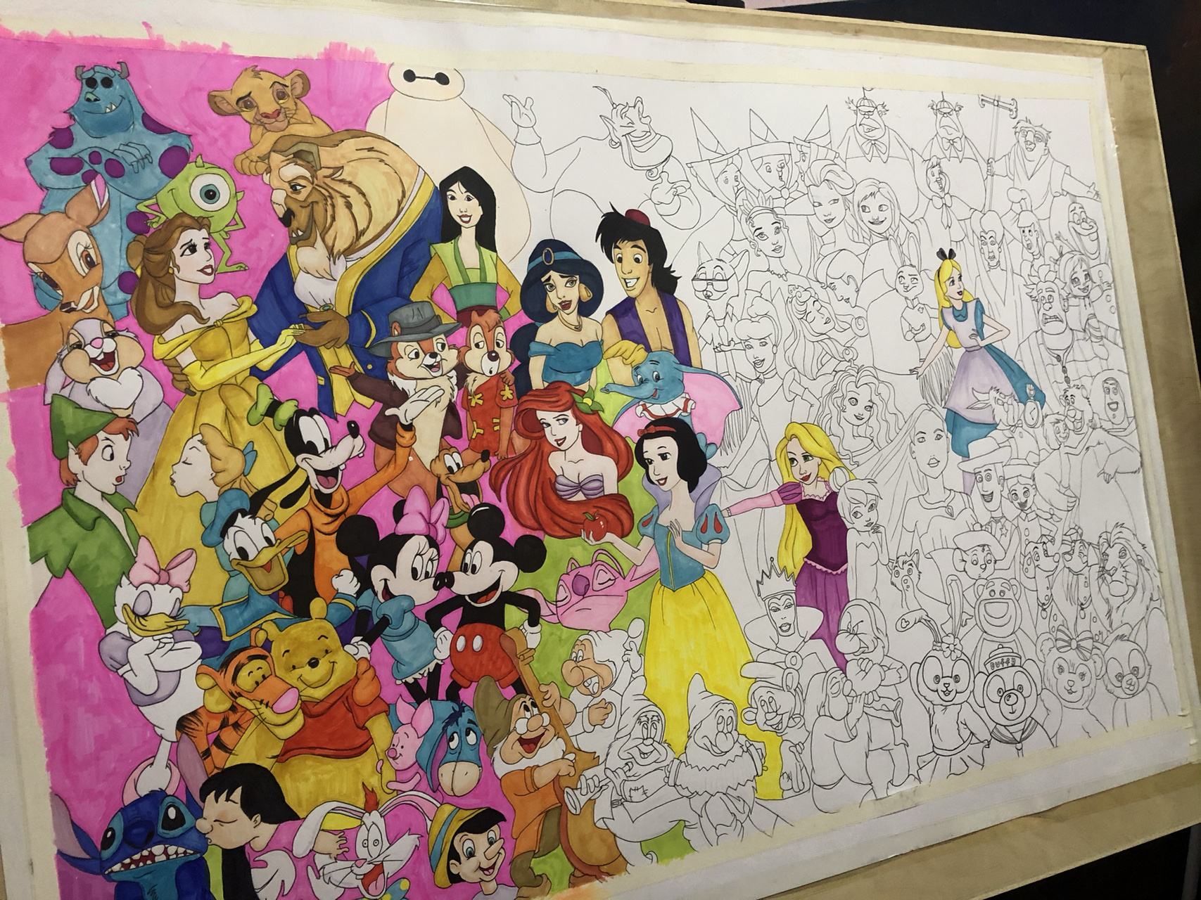 迪士尼人物大合集 大概9615100多个人物,从去年4月开始画了几天