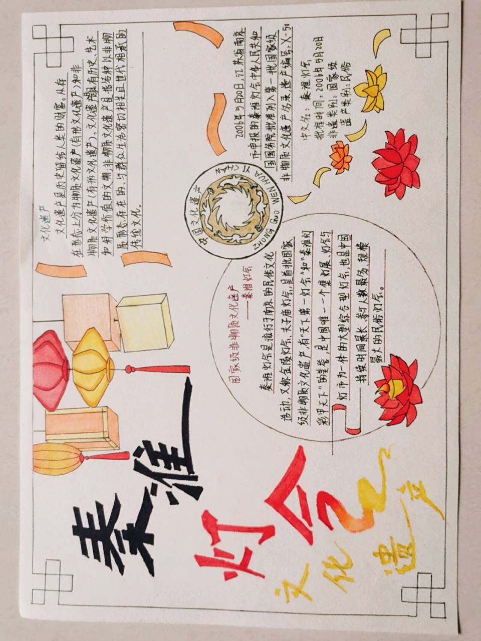 文化遗产手抄报 非物质文化遗产-秦淮灯会