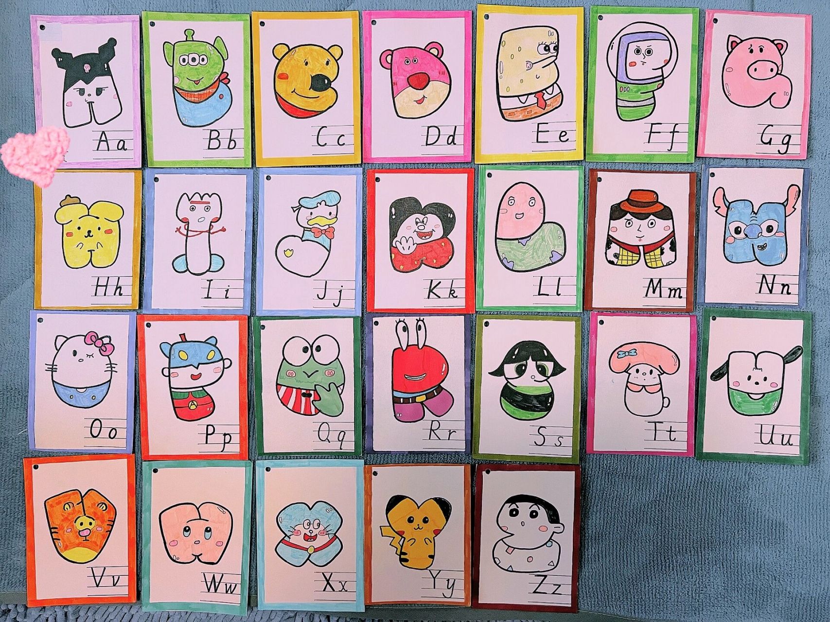 三年级作业:个性26个字母卡 在网上借鉴的图片,超级可爱
