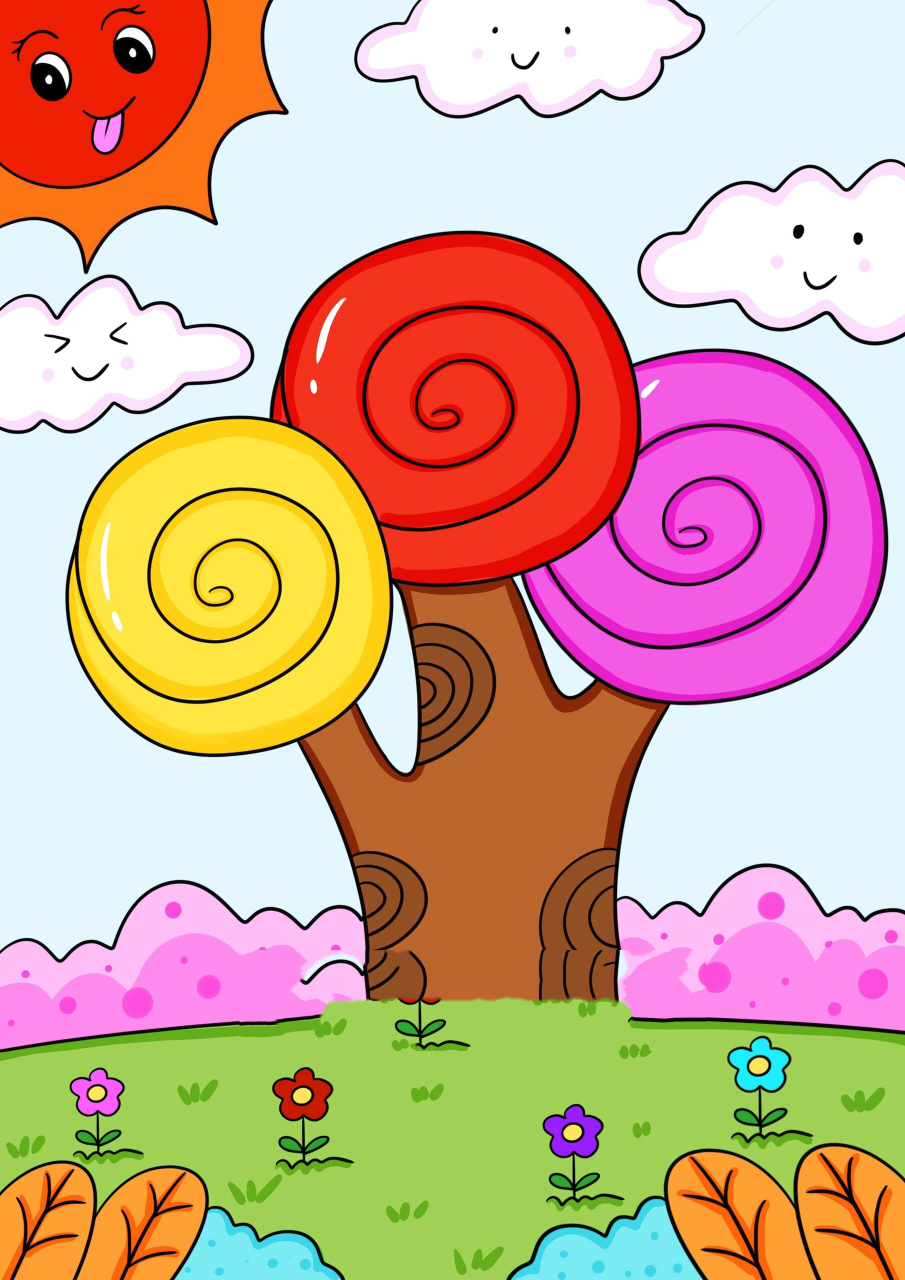 大树儿童画 彩色树 秋天创意画 99小树儿童画 95秋天创意画 93