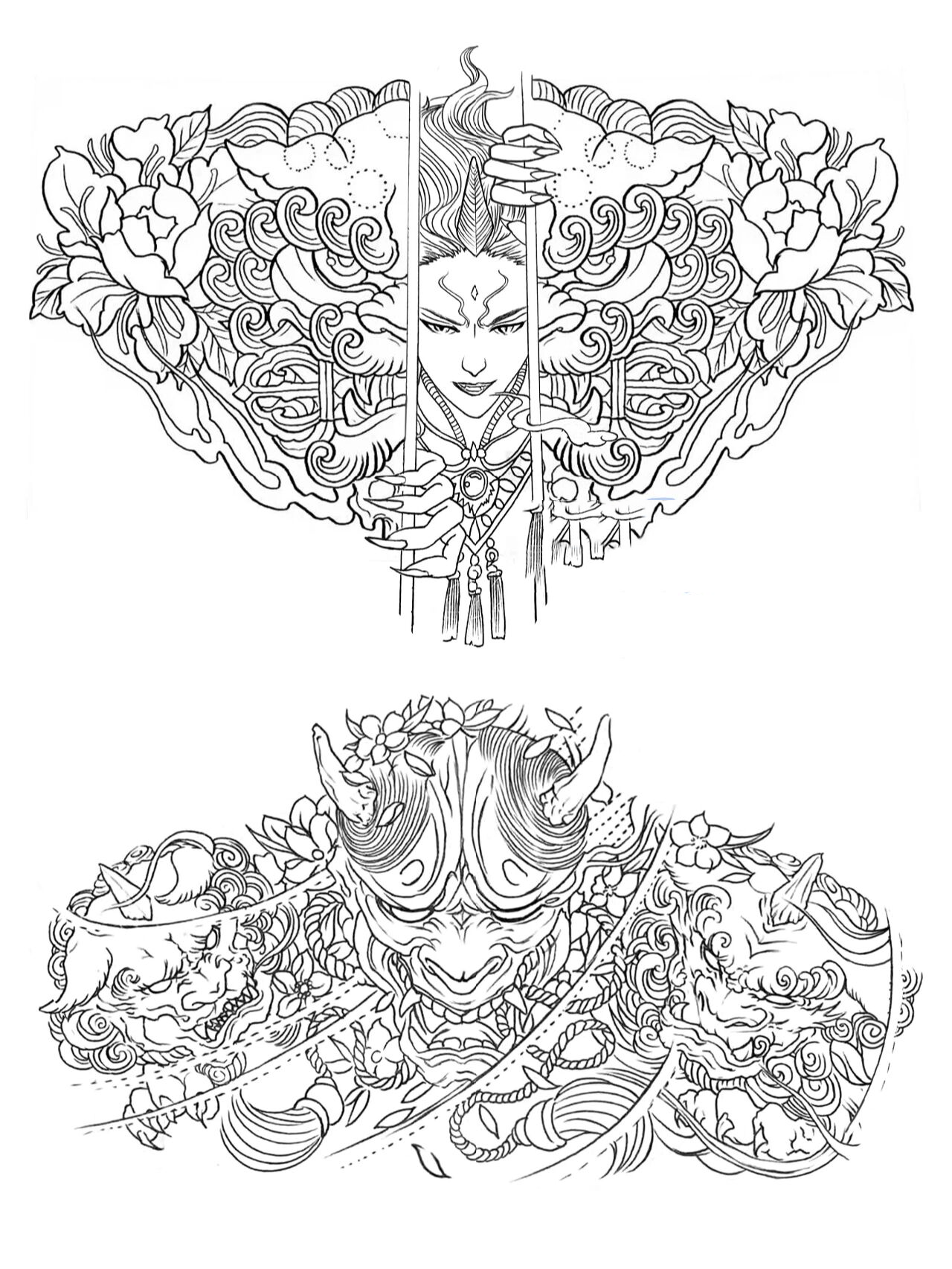 花胸纹身手稿图案线稿收藏